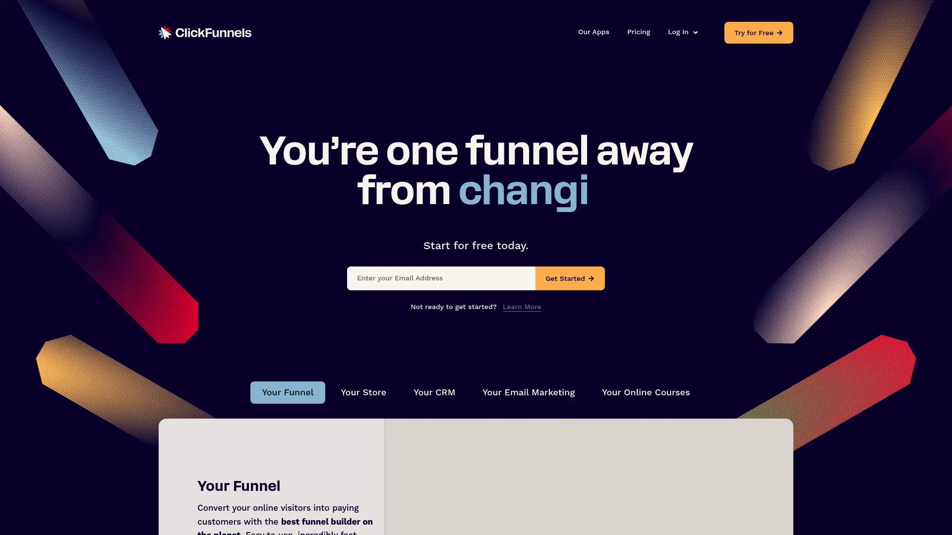 ClickFunnels homepage interface