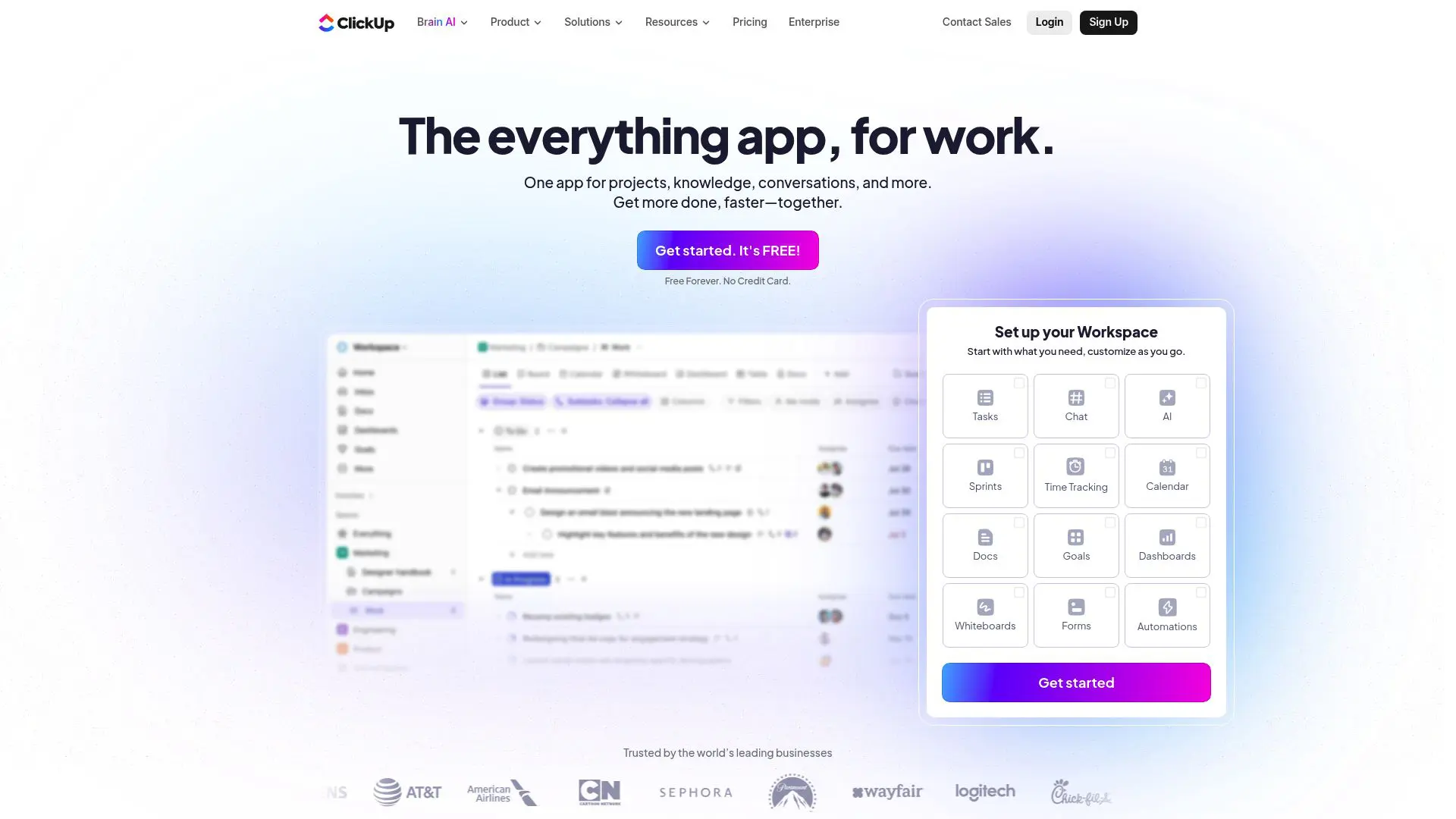 ClickUp dashboard interface