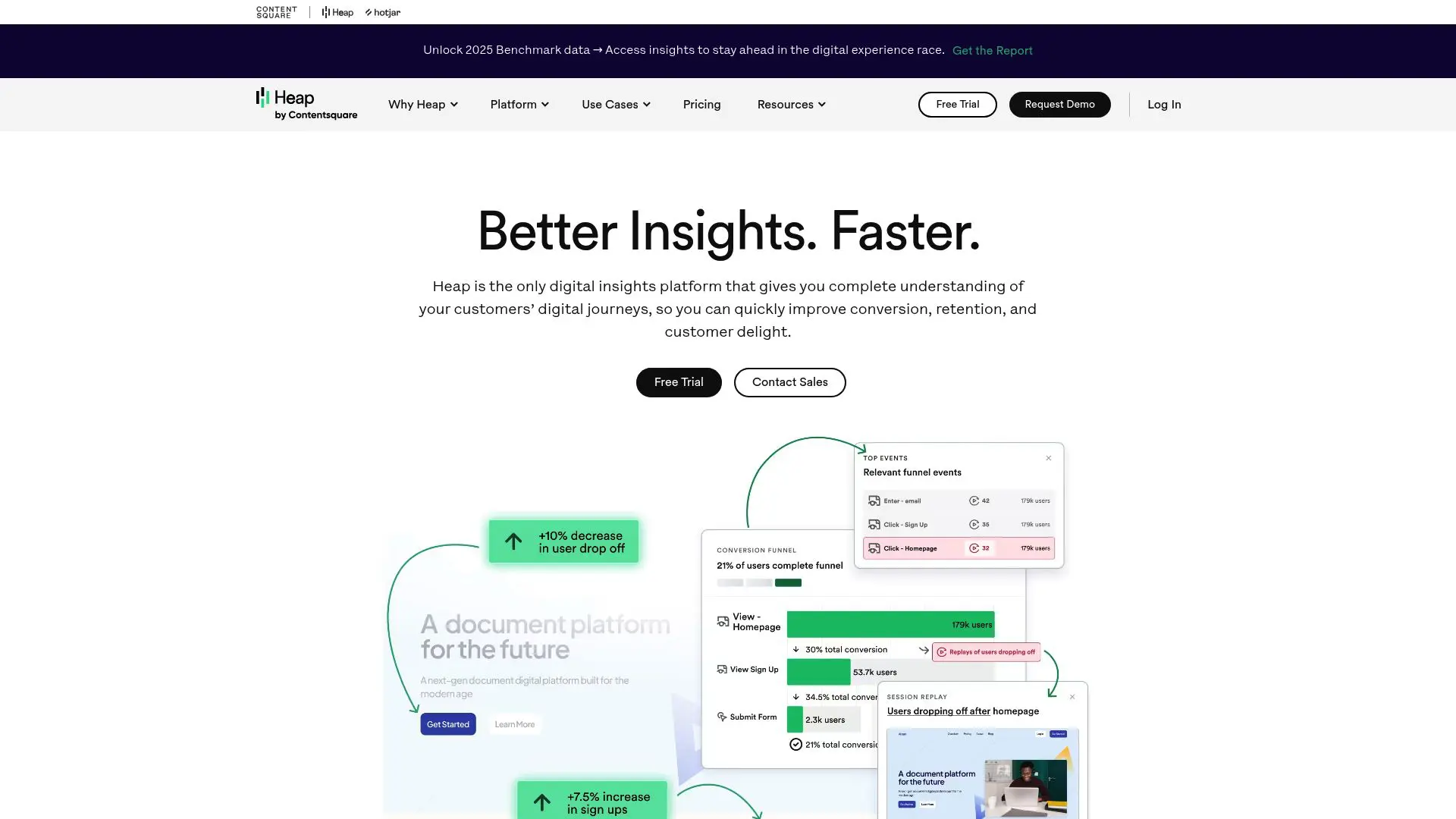 Heap Analytics Platform Dashboard Interface