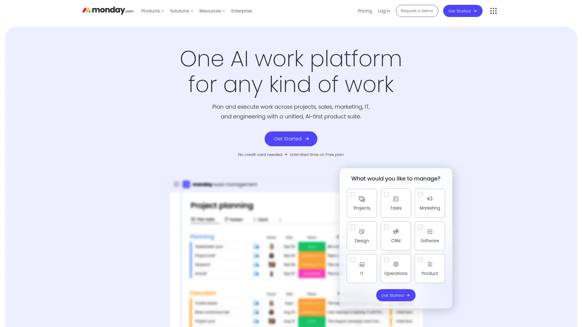 Monday.com homepage interface