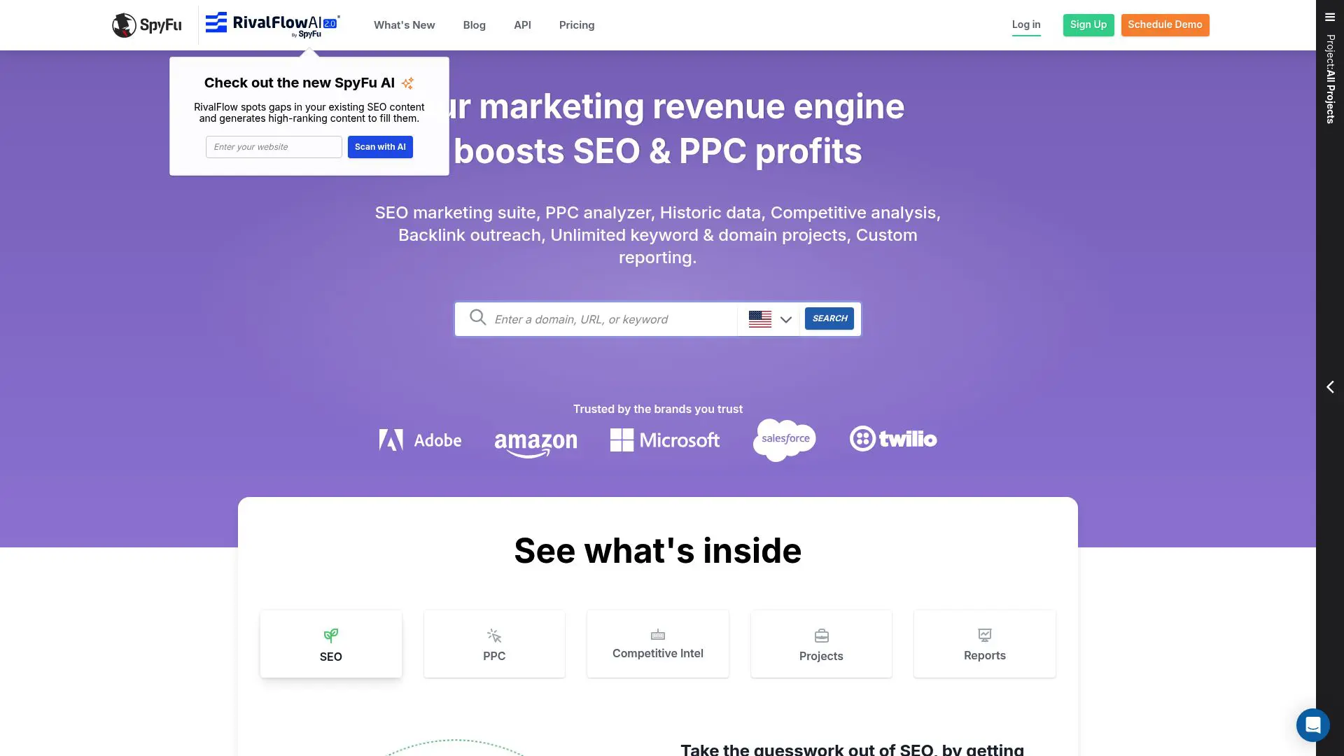 SpyFu competitor analysis dashboard