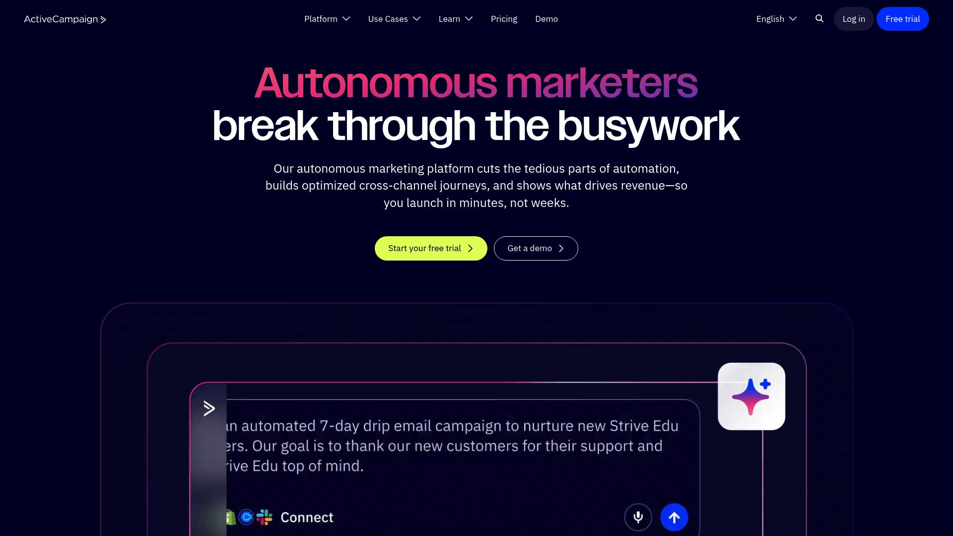 ActiveCampaign dashboard interface
