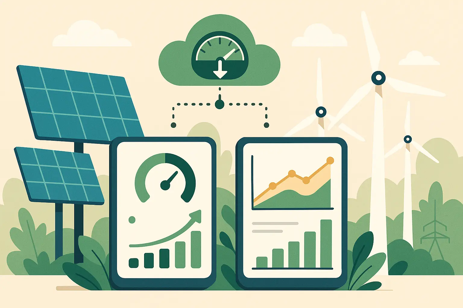AI energy management system dashboard showing green manufacturing optimization