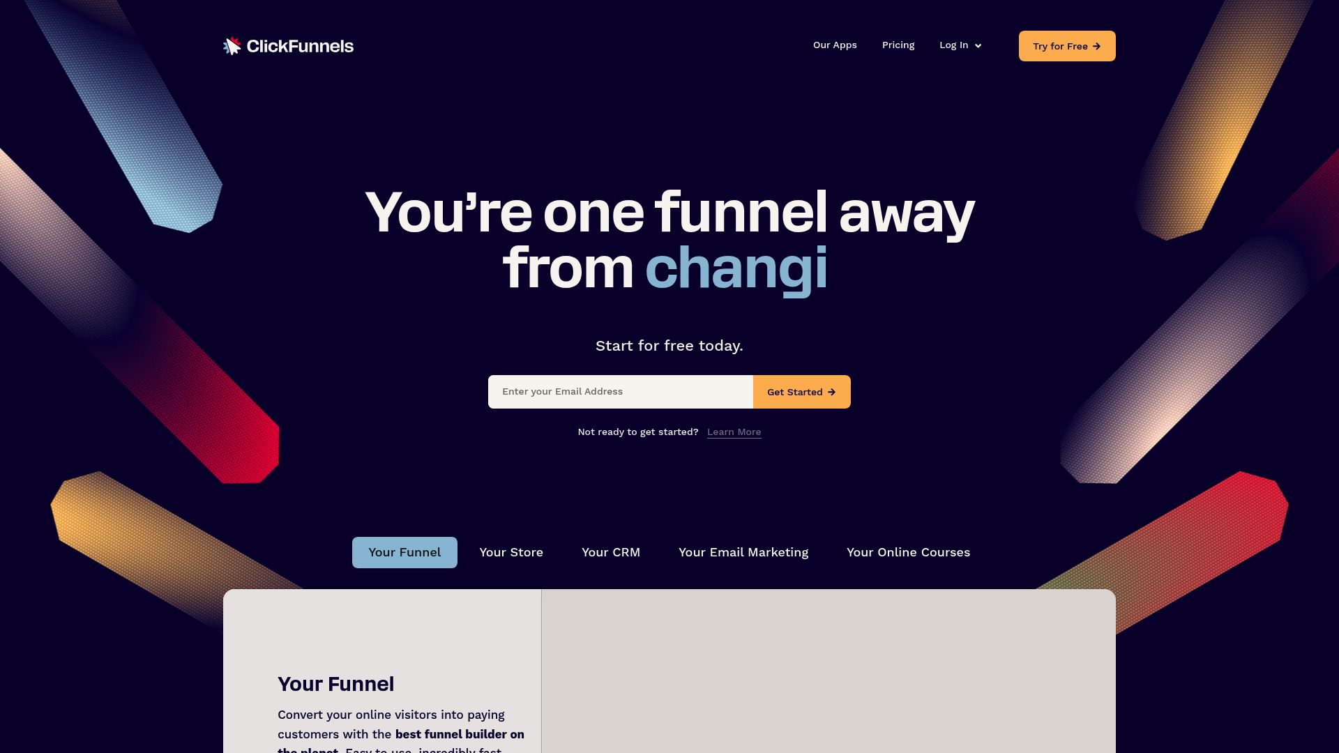 ClickFunnels homepage interface