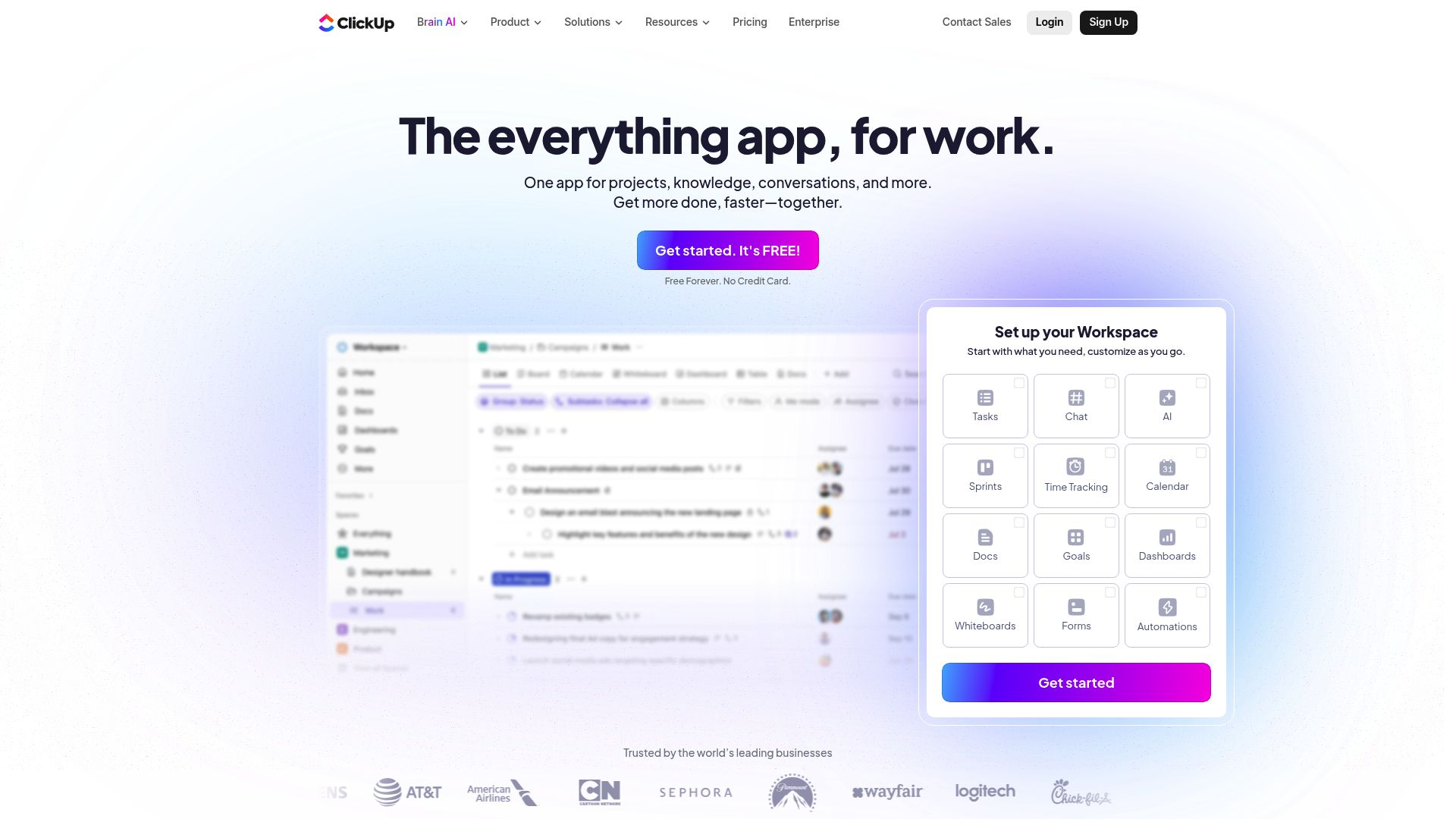 ClickUp dashboard interface