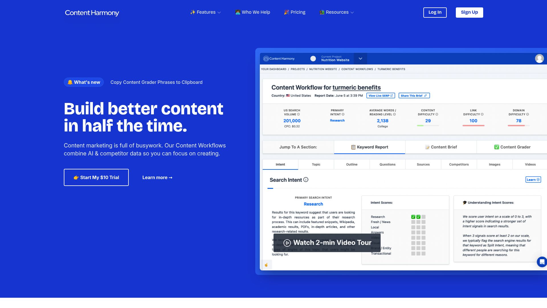 Content Harmony budget workflow interface