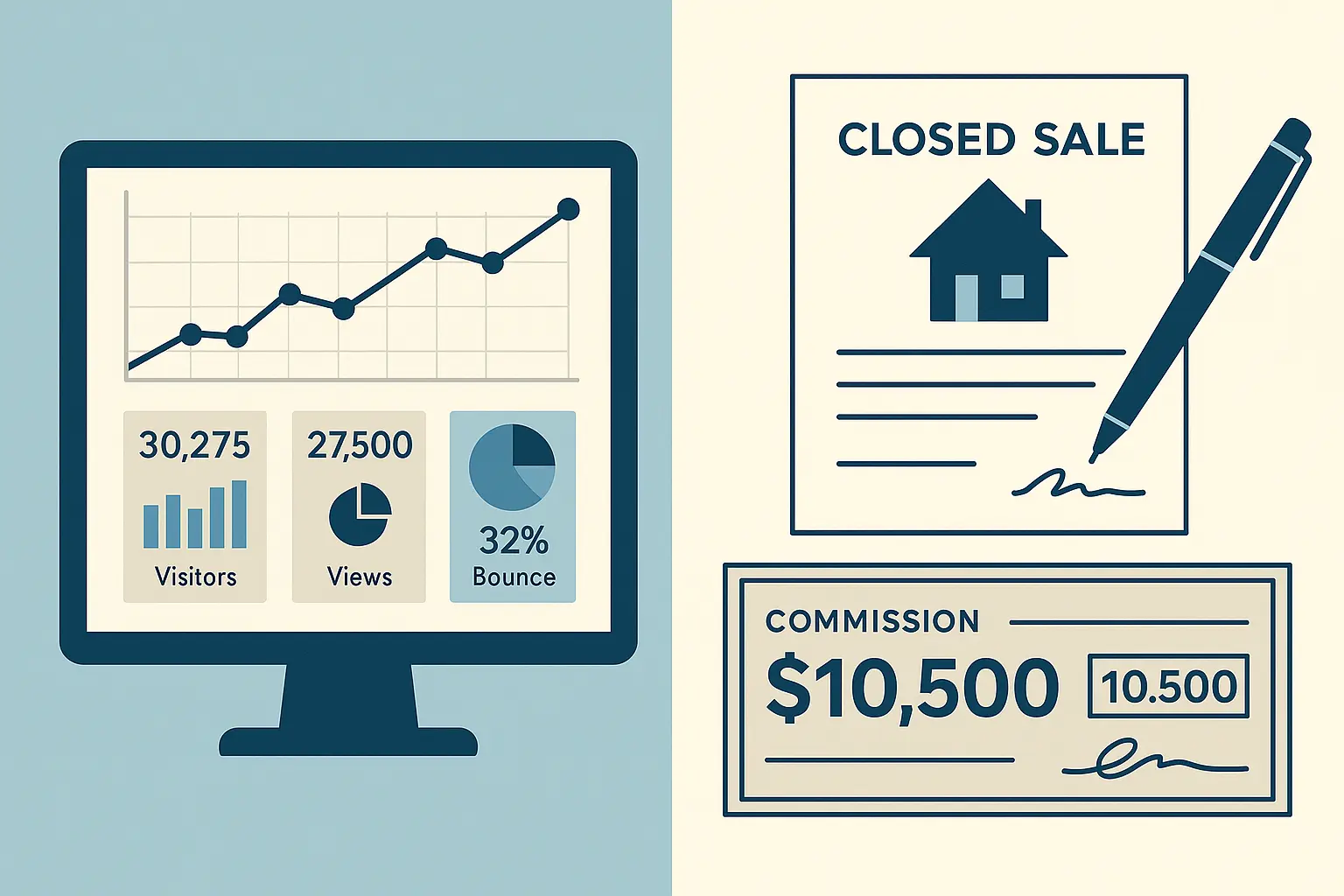Real estate SEO metrics comparison chart