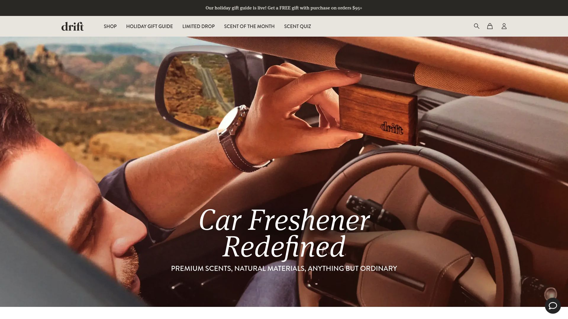 Drift car scent diffuser website homepage