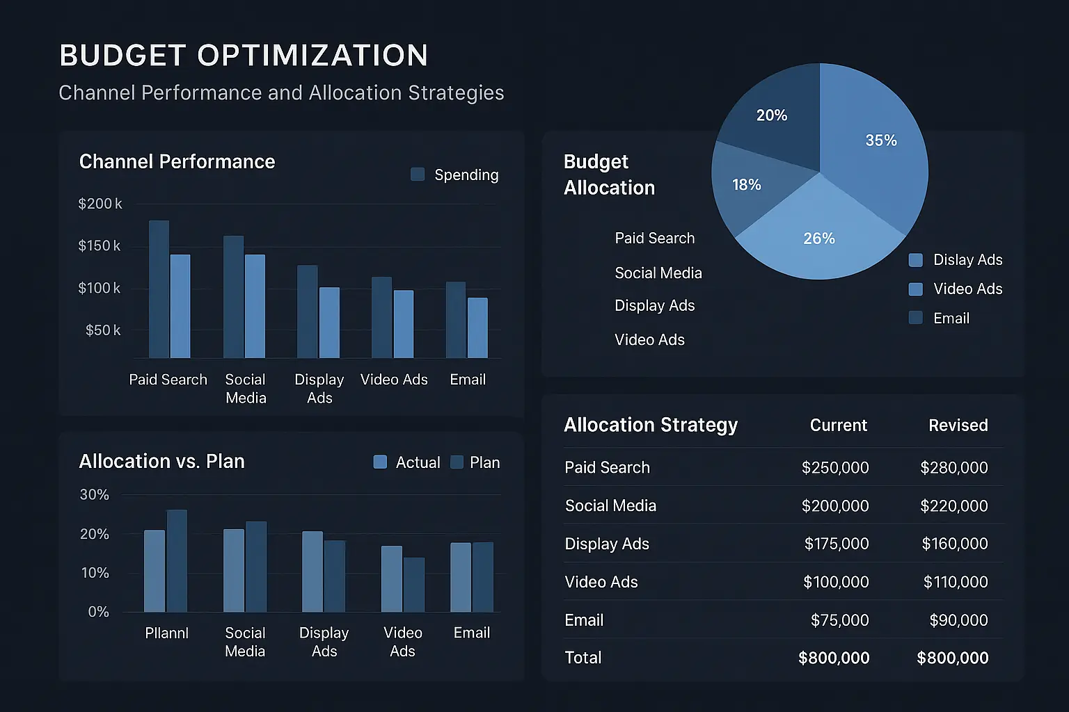 Paid advertising budget optimization dashboard