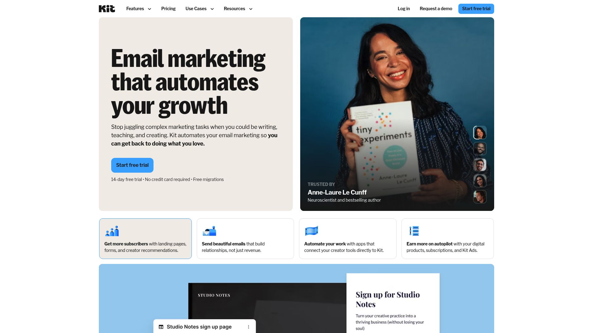 Kit.com homepage interface