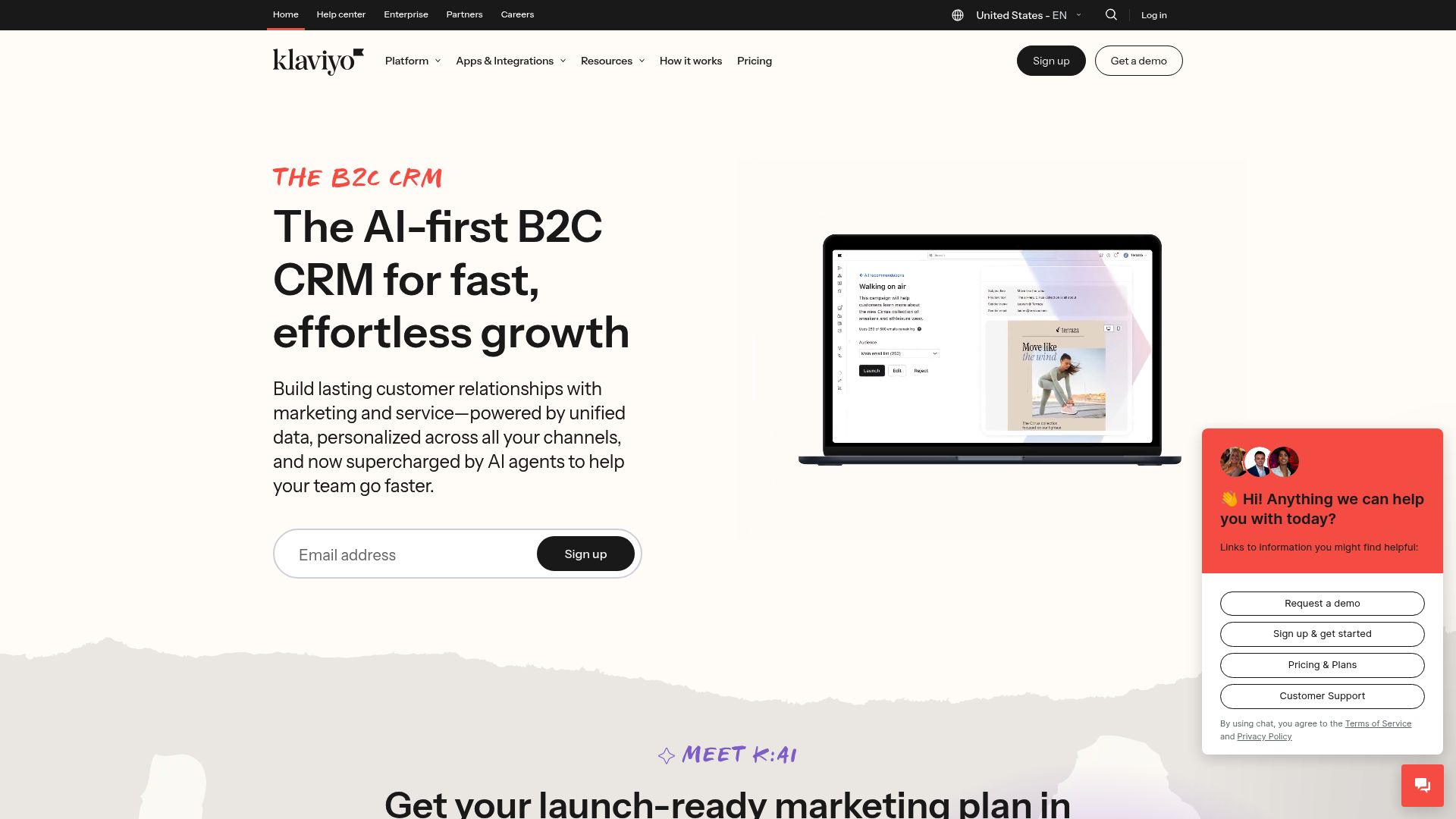 Klaviyo email marketing platform interface
