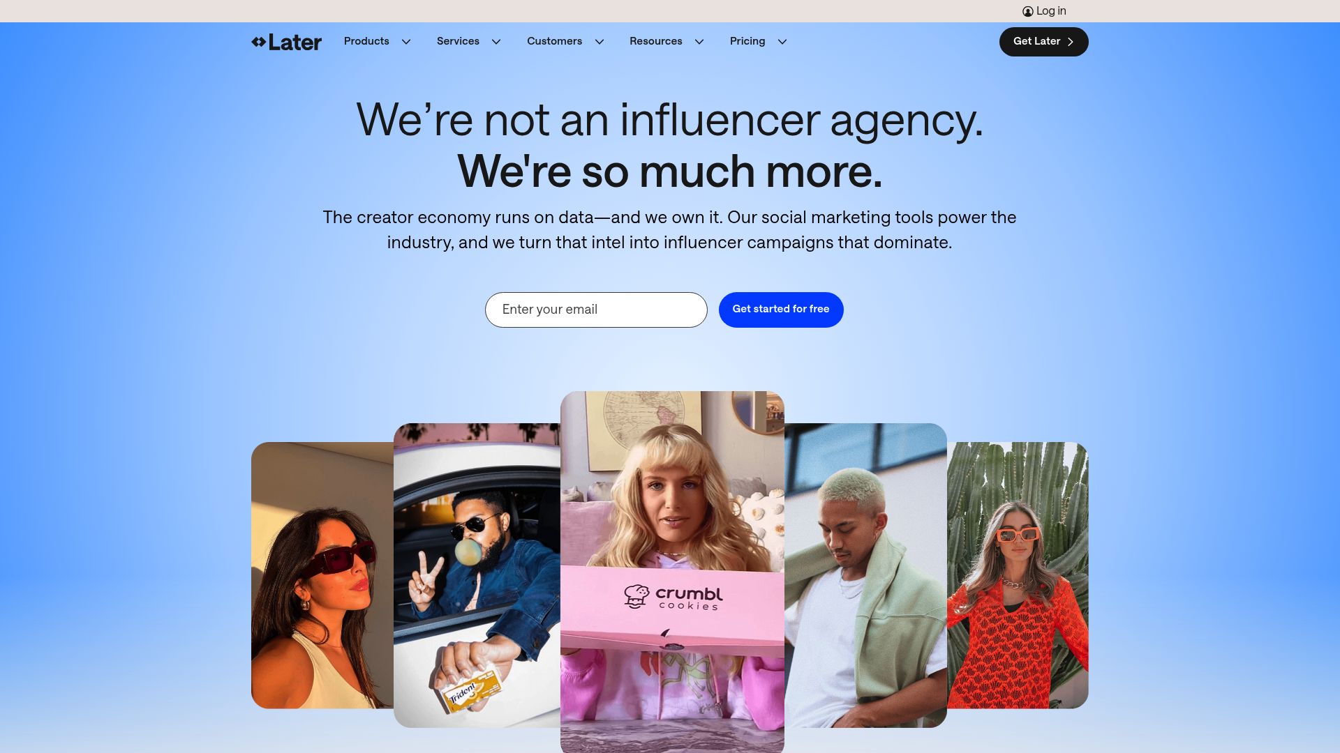 Later social media management dashboard interface
