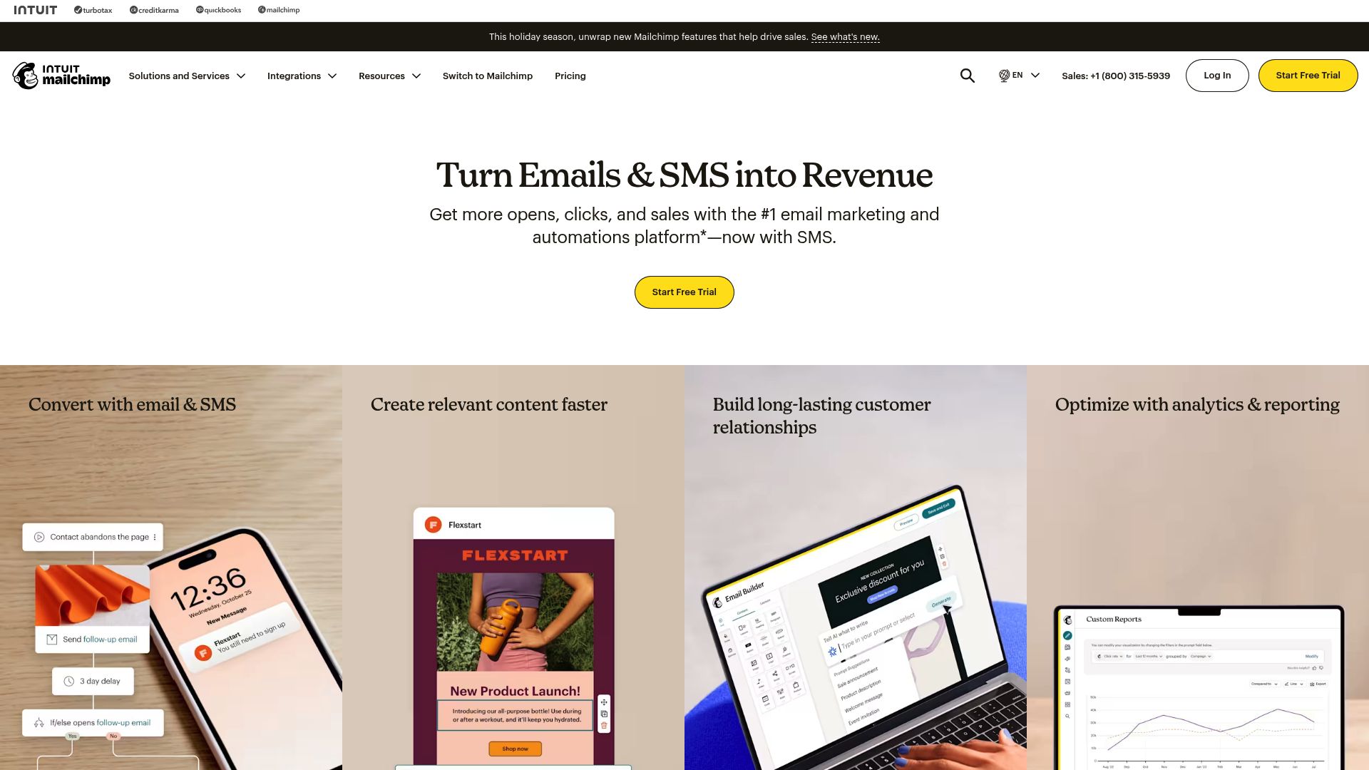 Mailchimp homepage interface