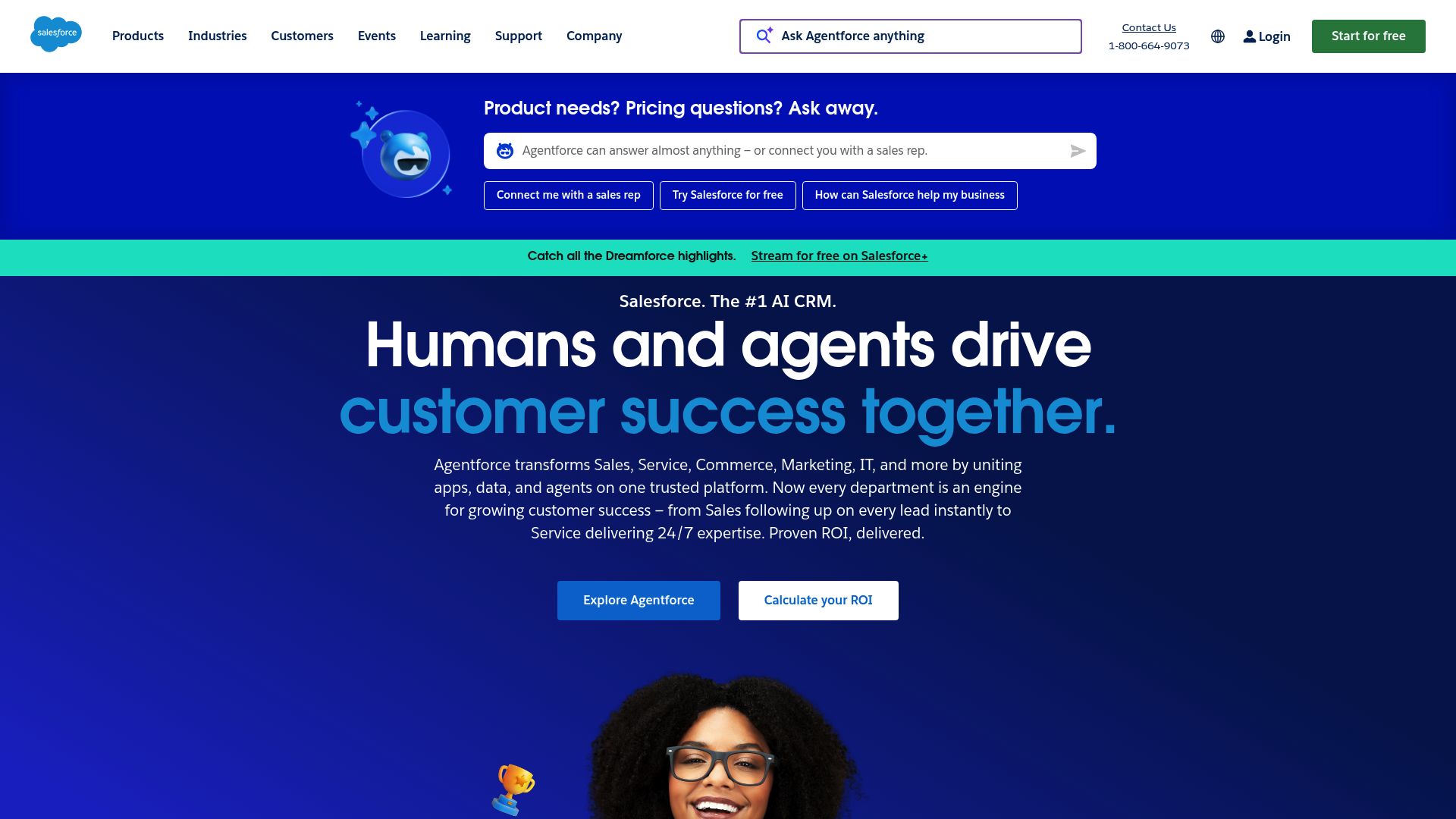 Salesforce CRM homepage interface