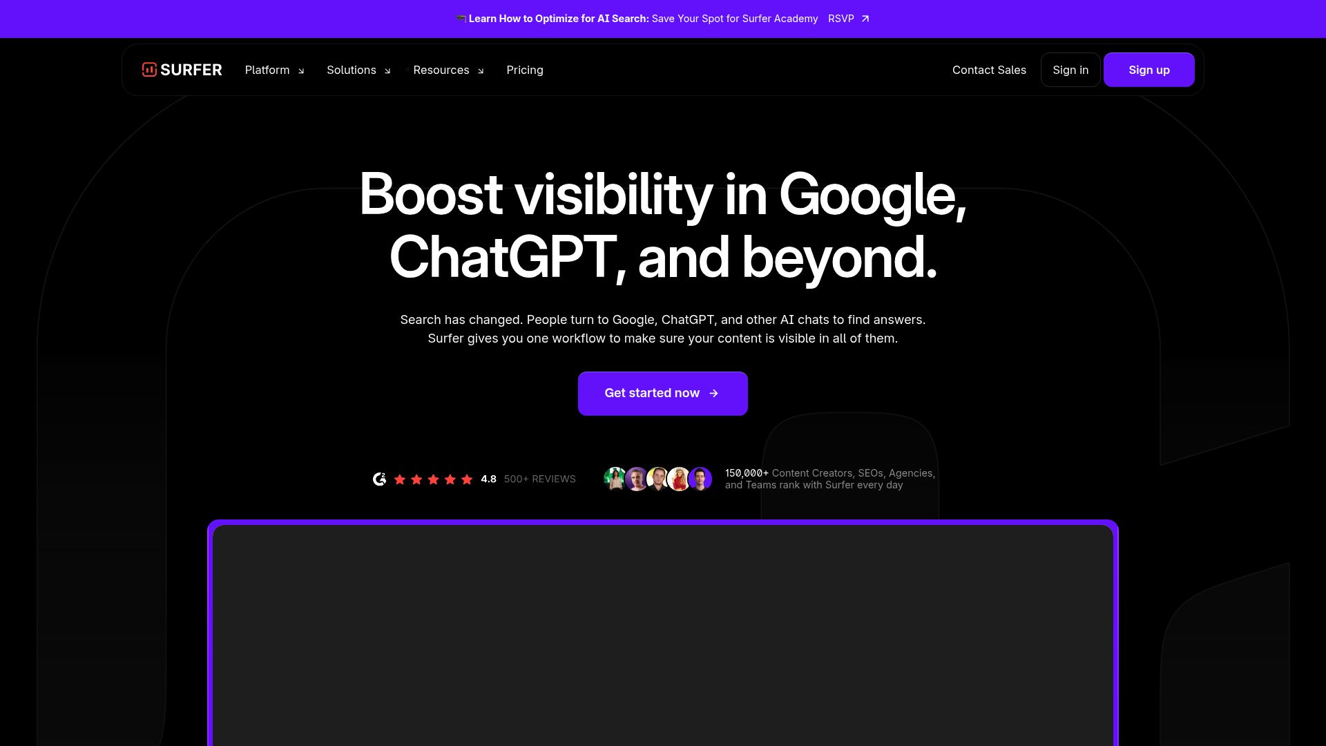 Surfer SEO dashboard interface