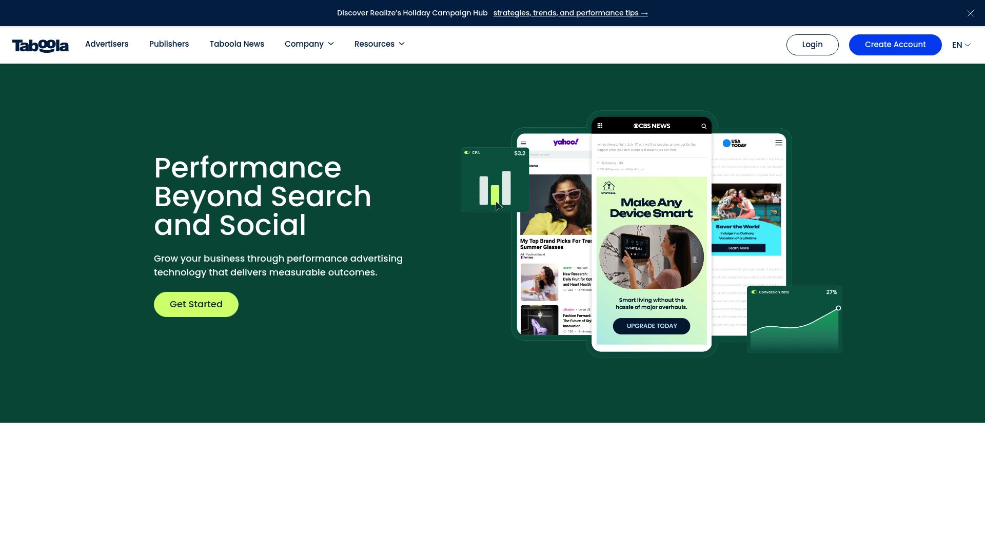 Taboola homepage interface