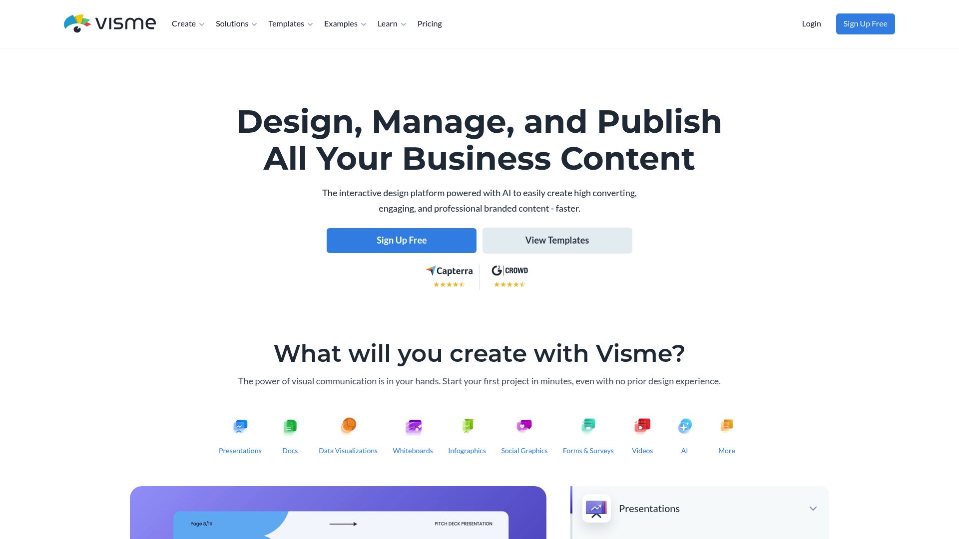 Visme design platform interface