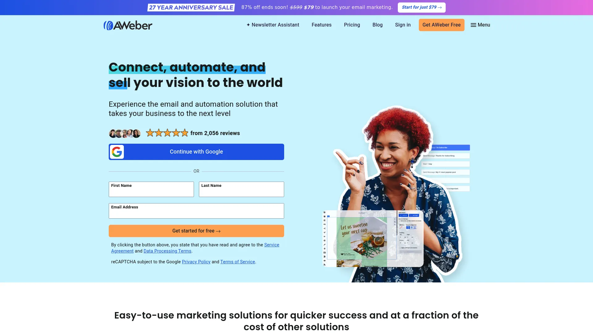 AWeber homepage screenshot