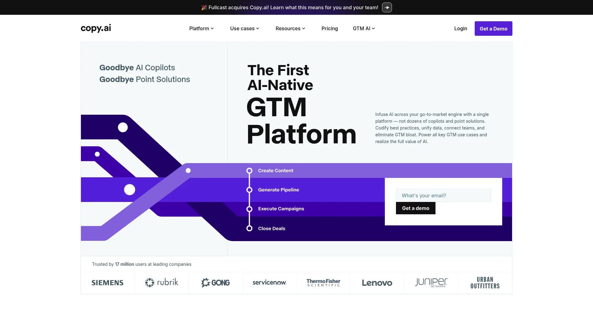 Copy.ai homepage interface