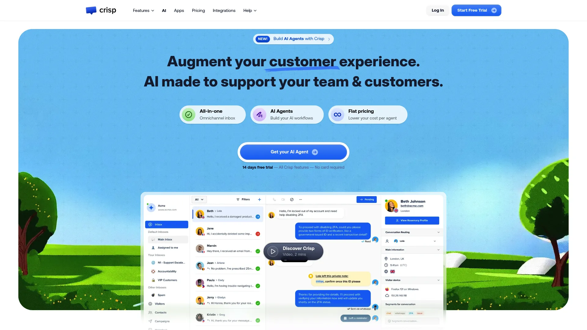 Crisp Chat dashboard interface