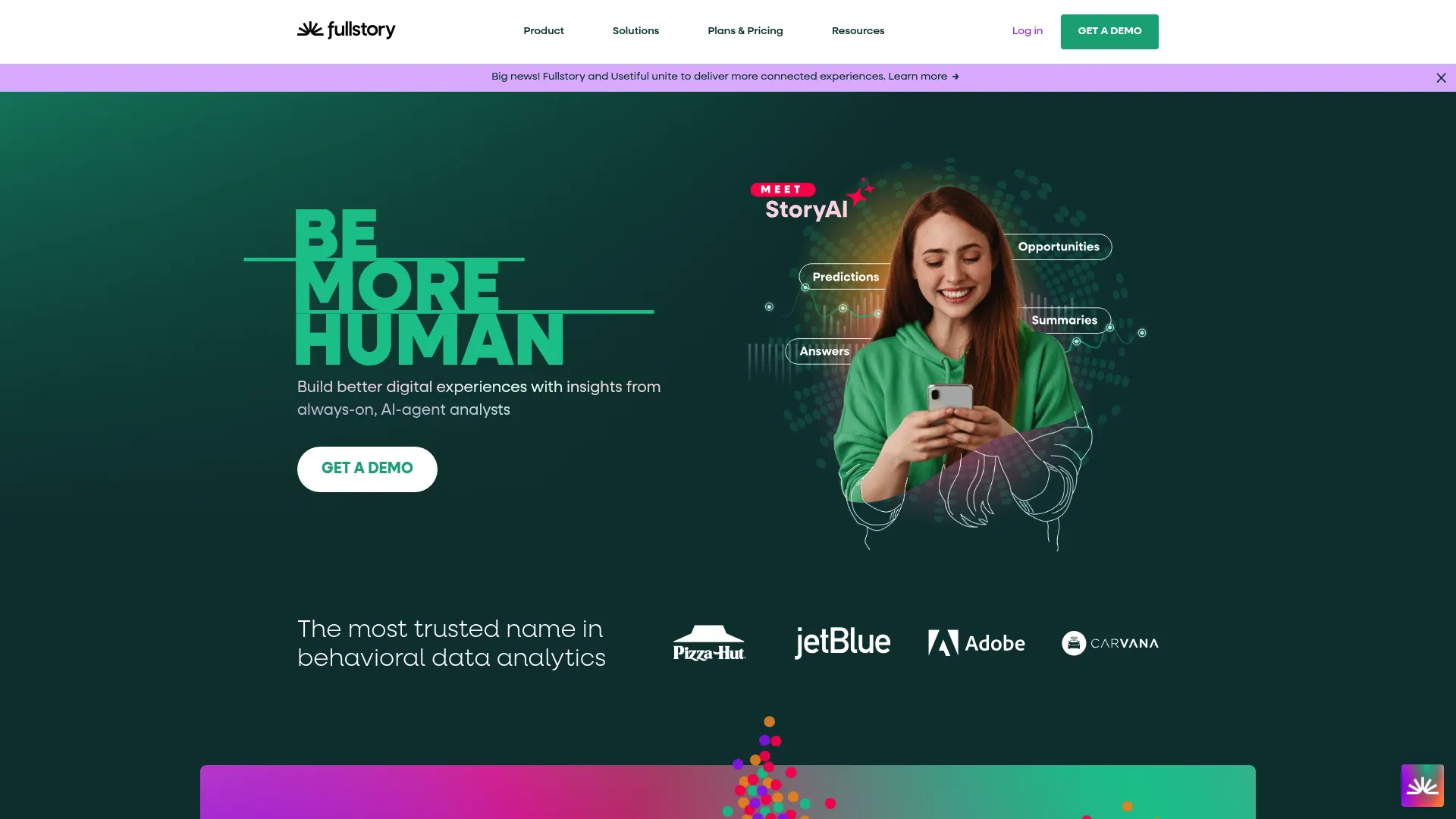 FullStory analytics platform dashboard interface