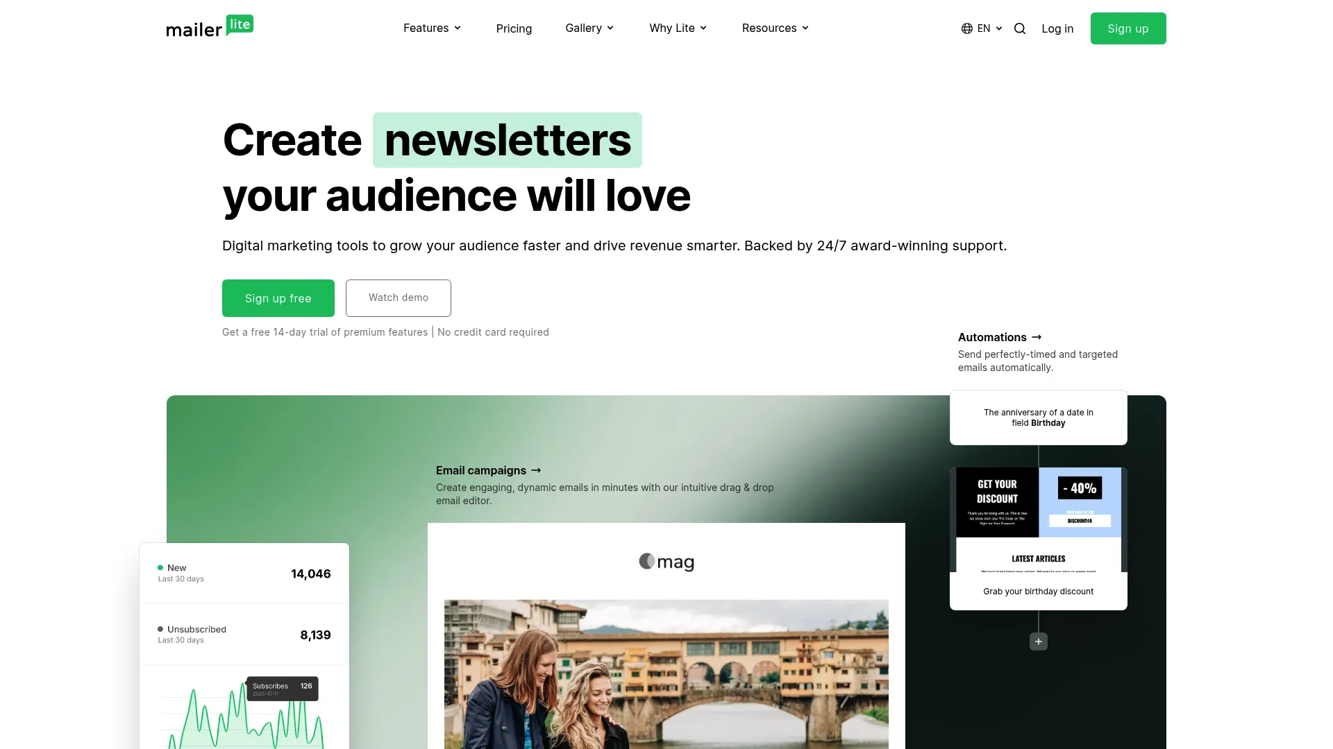 MailerLite homepage