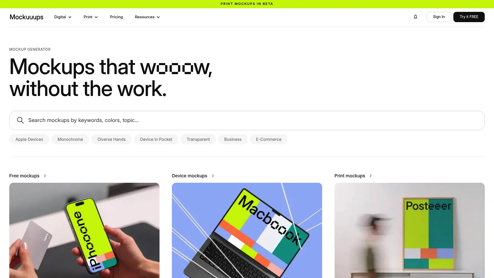 Mockuuups Studio showing device mockup customization options