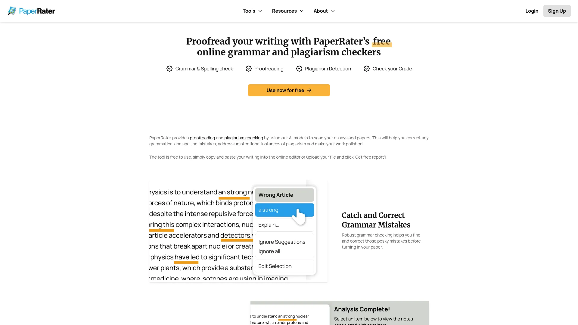 PaperRater academic writing assessment interface