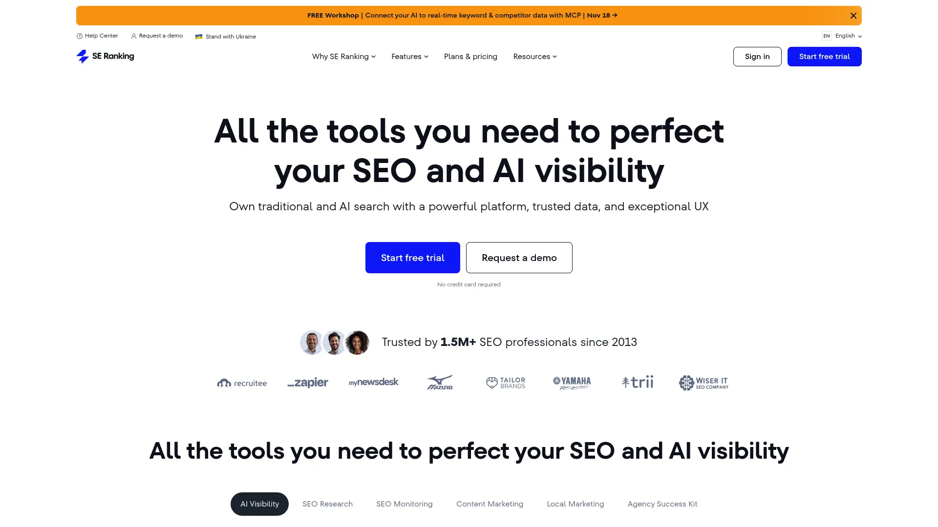 SE Ranking dashboard interface