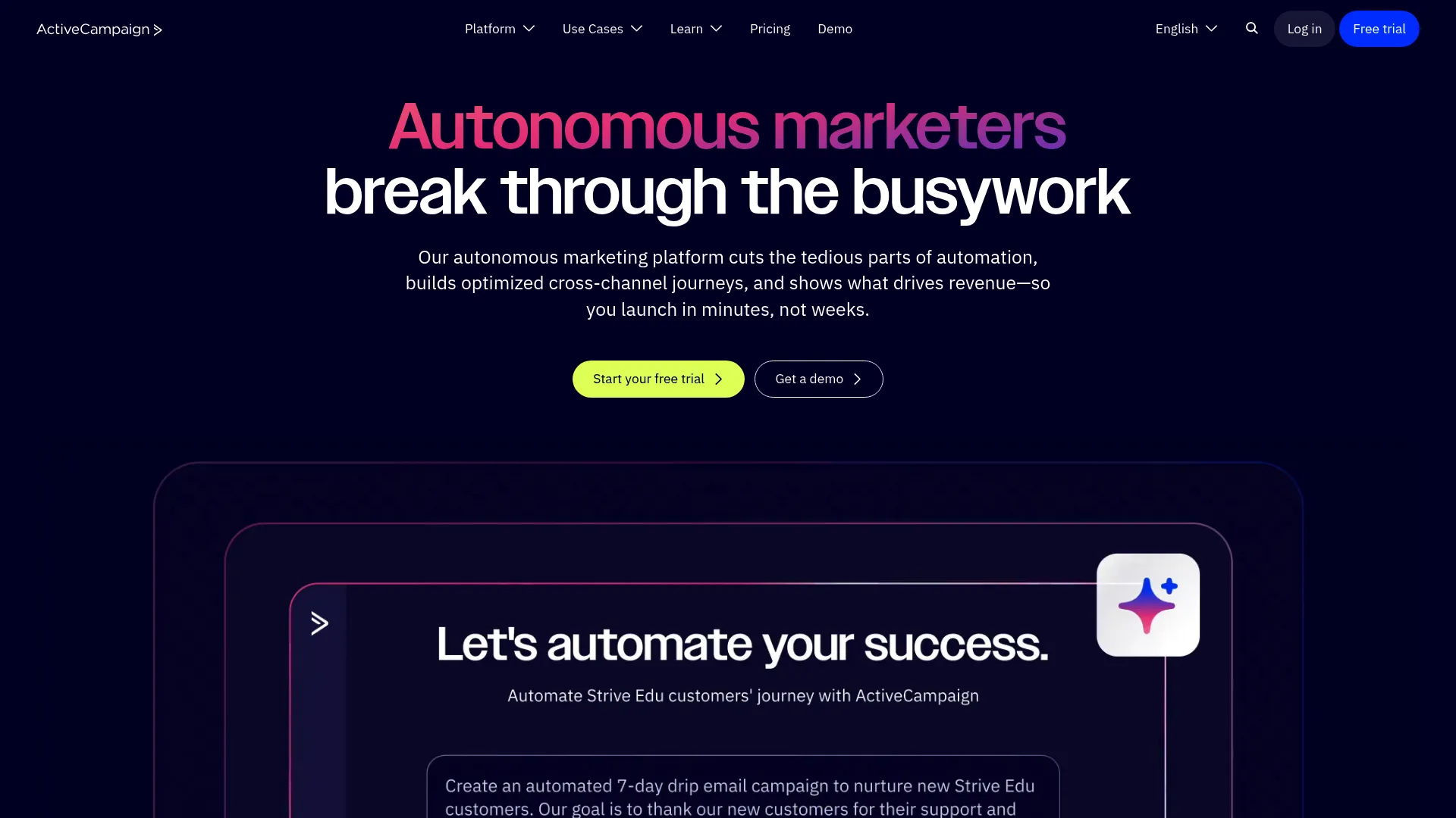 ActiveCampaign automation workflow builder interface