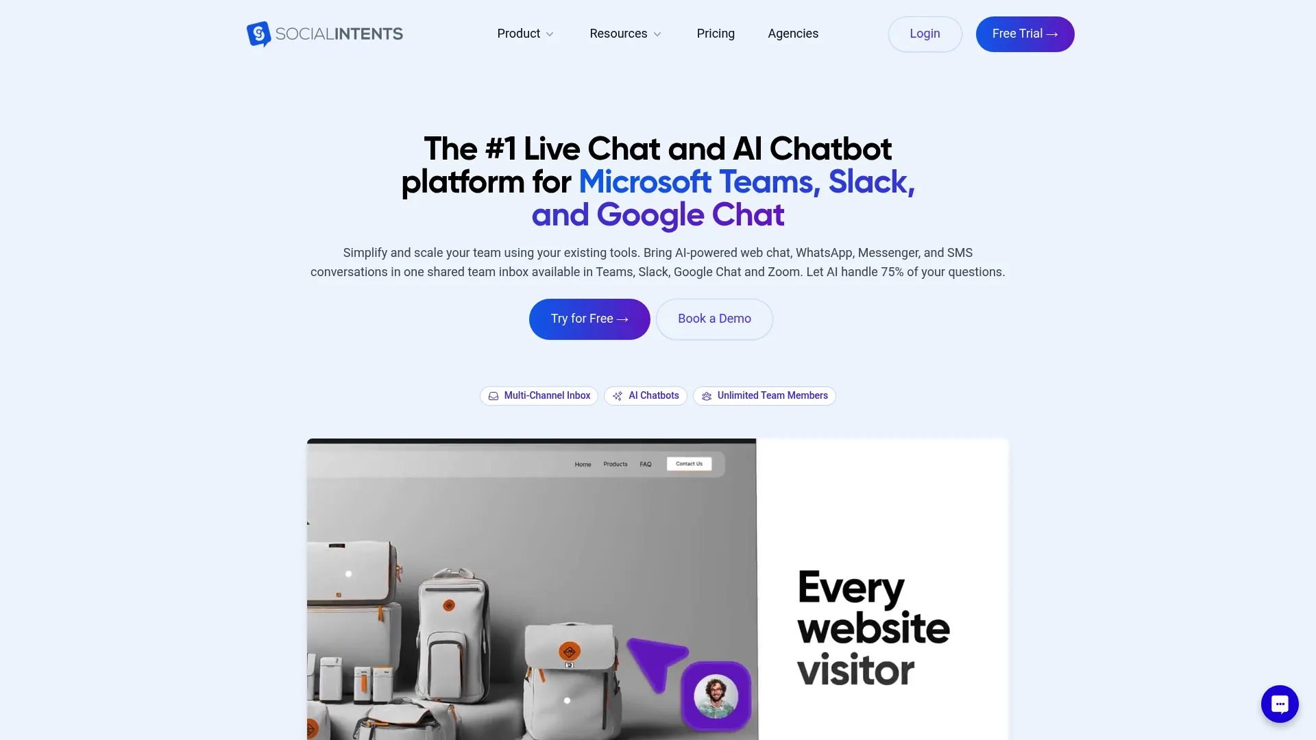 Social Intents team chat integration interface