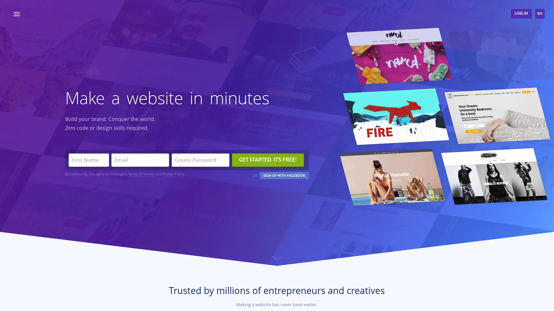 Strikingly mobile-first website builder platform