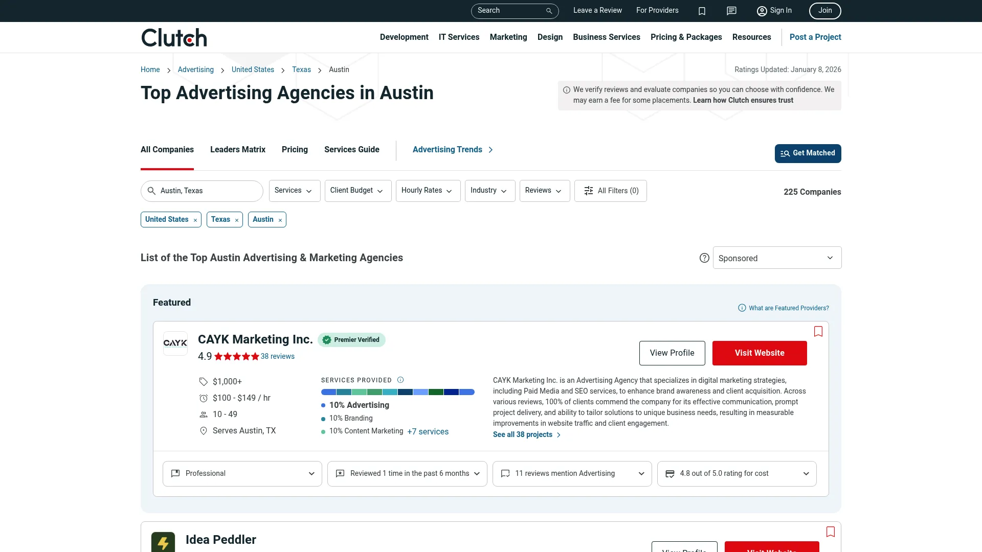 screenshot of ideapeddler.com