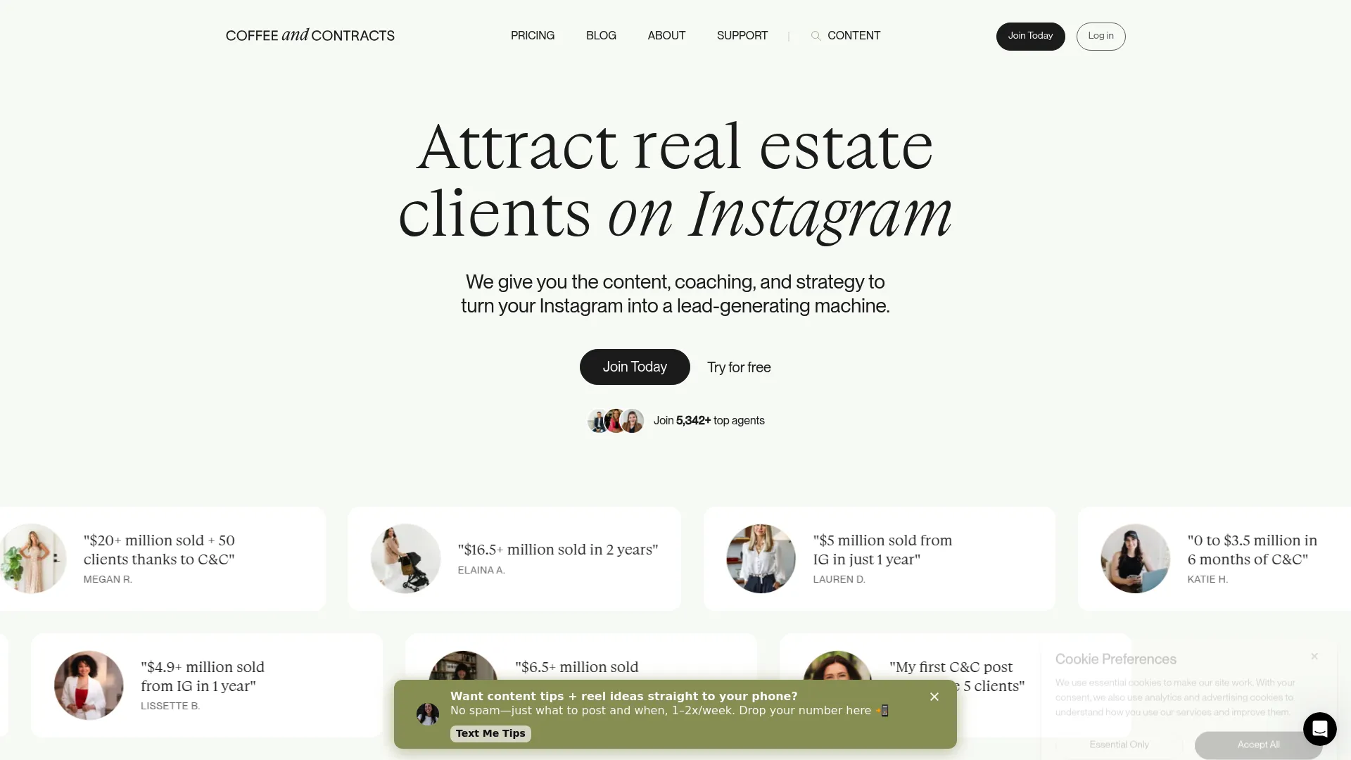 screenshot of coffeecontracts.com