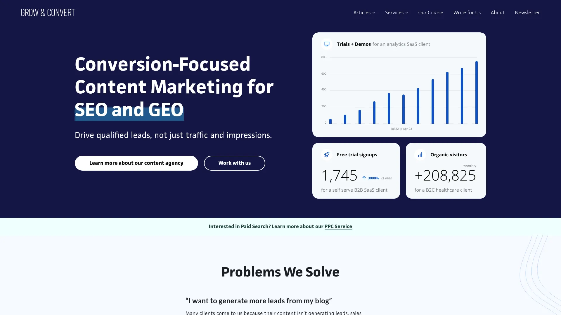 screenshot of growandconvert.com