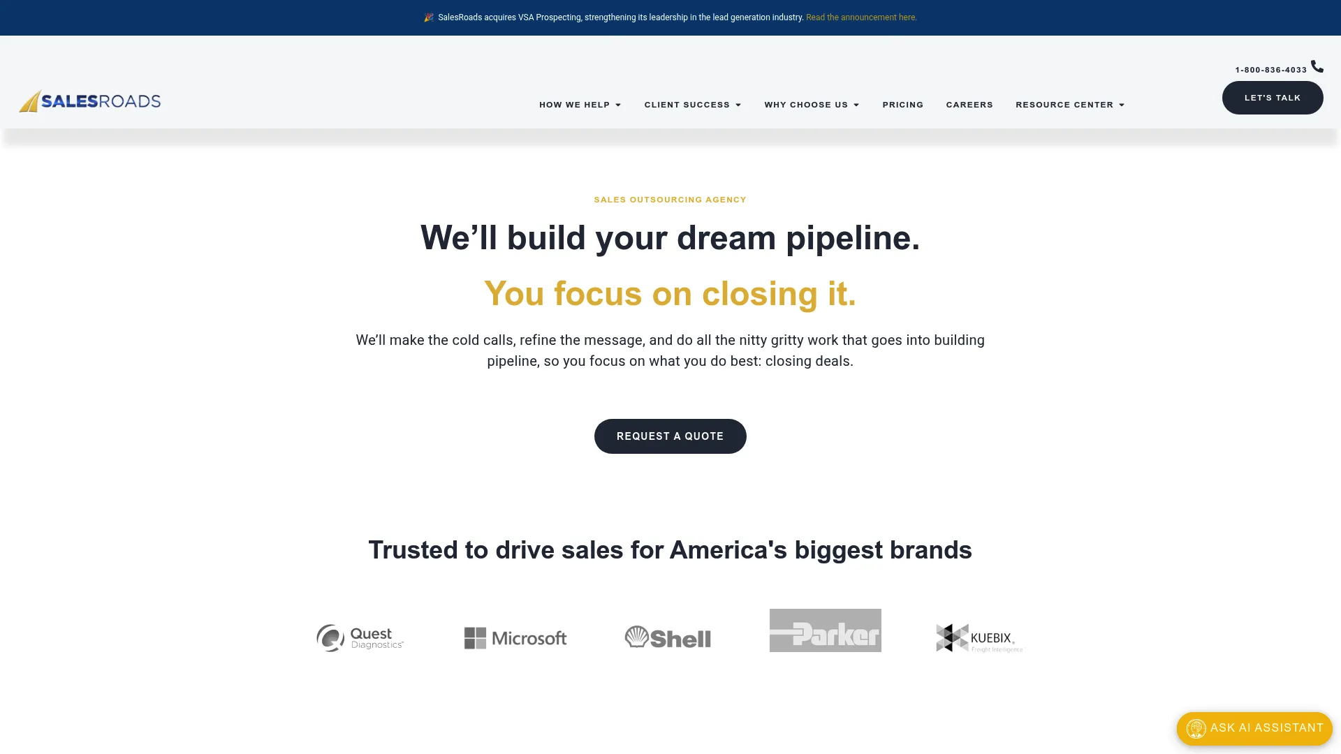 screenshot of salesroads.com