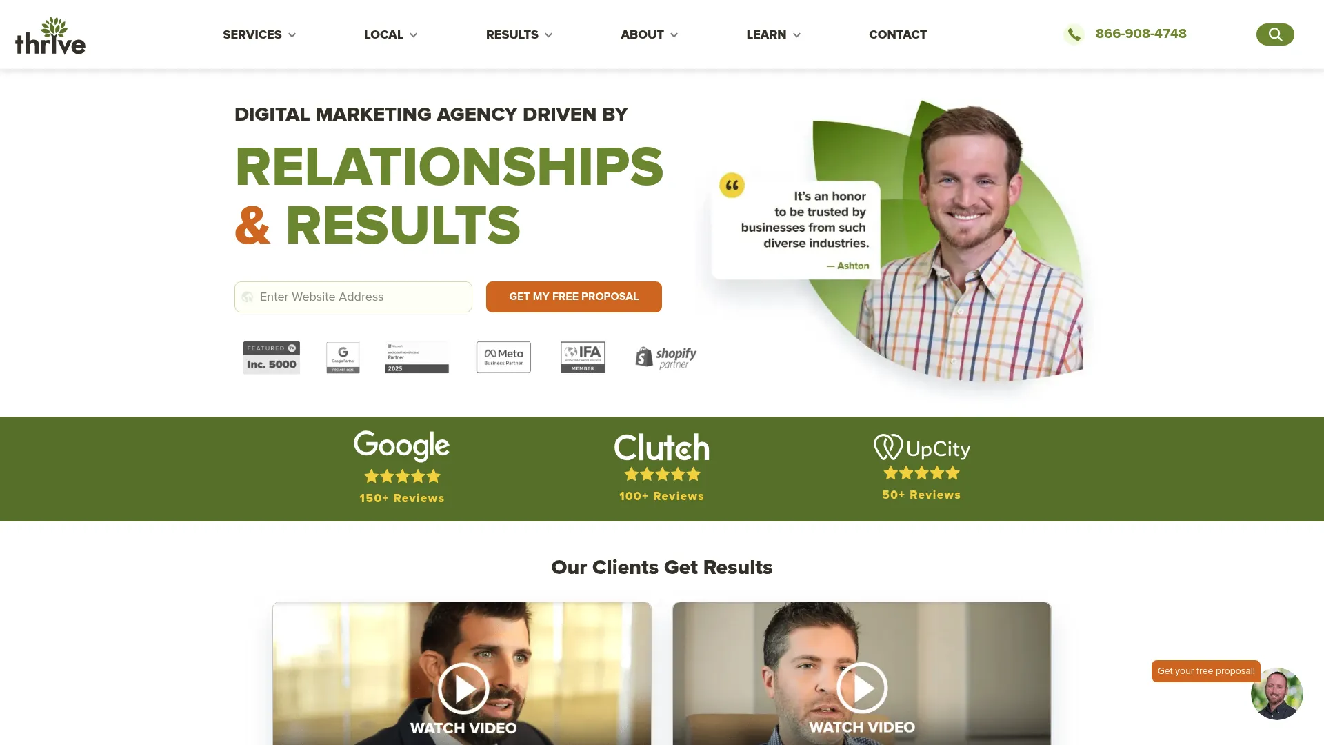 Screenshot of Thrive Internet Marketing Agency homepage