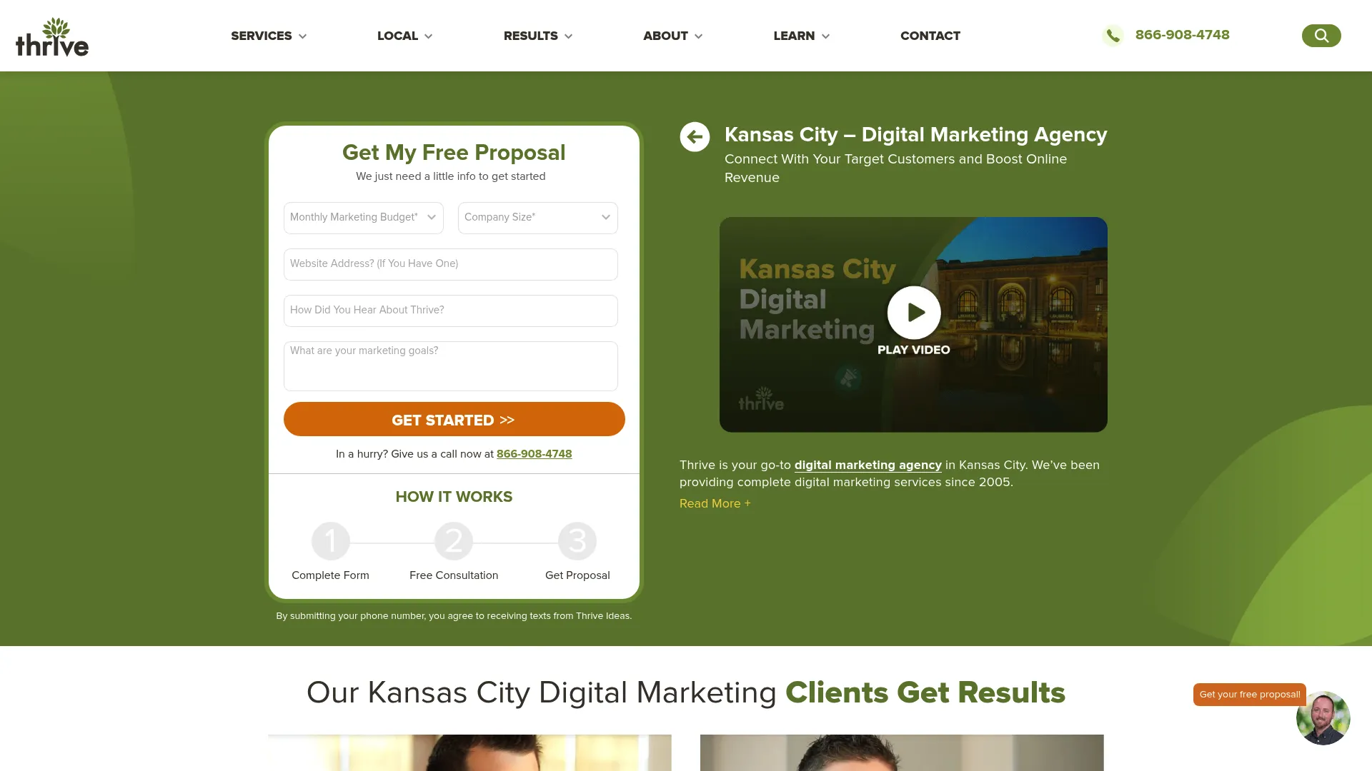 screenshot of thriveagency.com