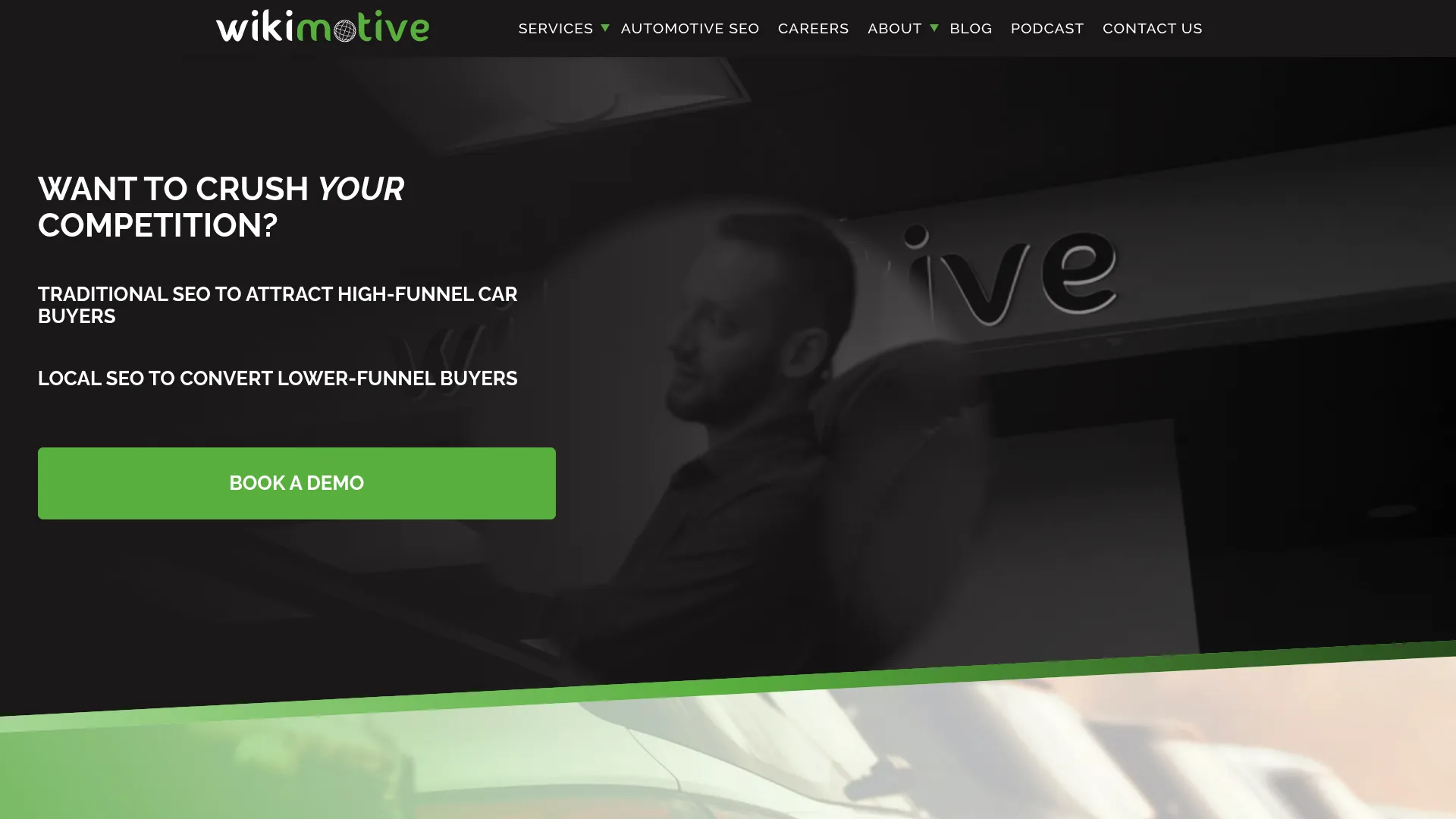 Wikimotive homepage emphasizing boutique automotive marketing