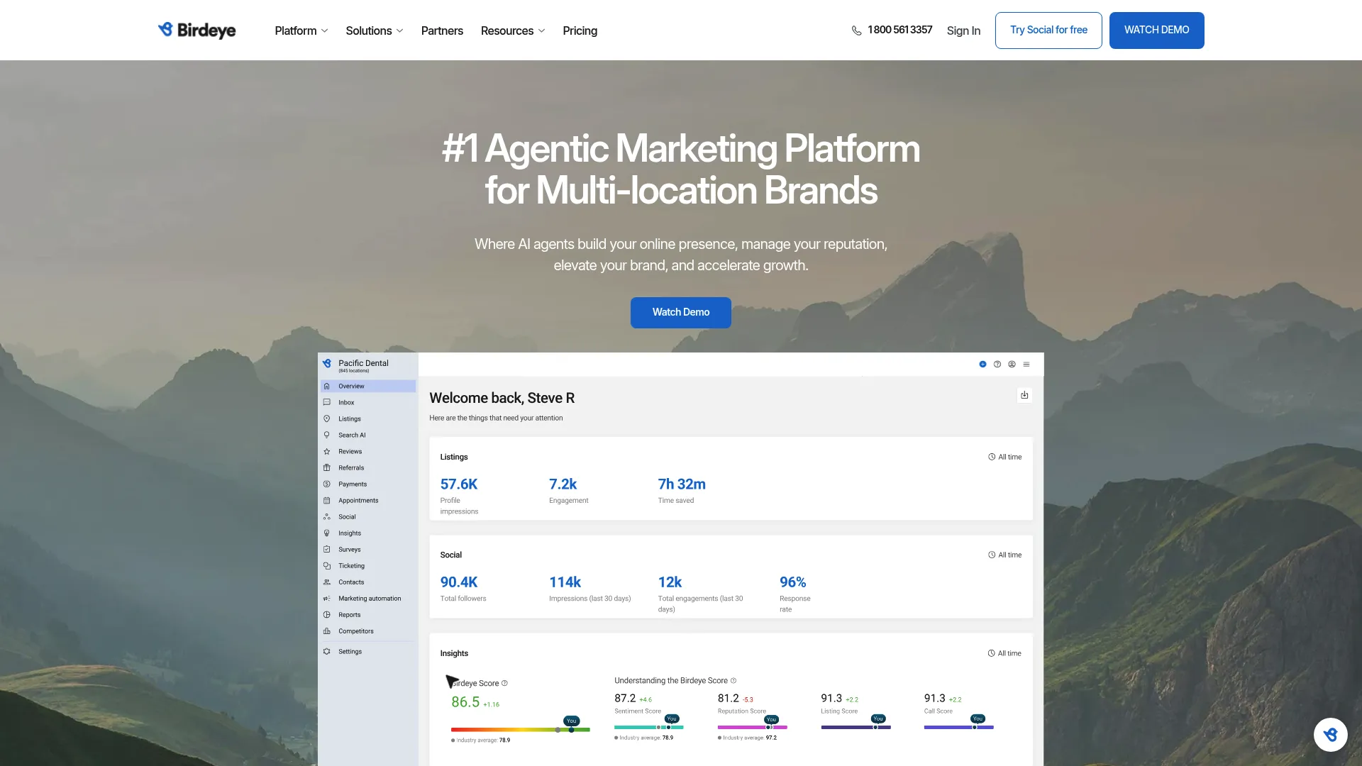 Screenshot of Birdeye platform interface for reputation management