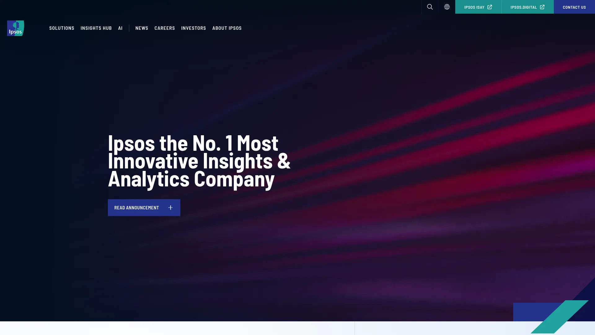 Ipsos homepage featuring public opinion polling data