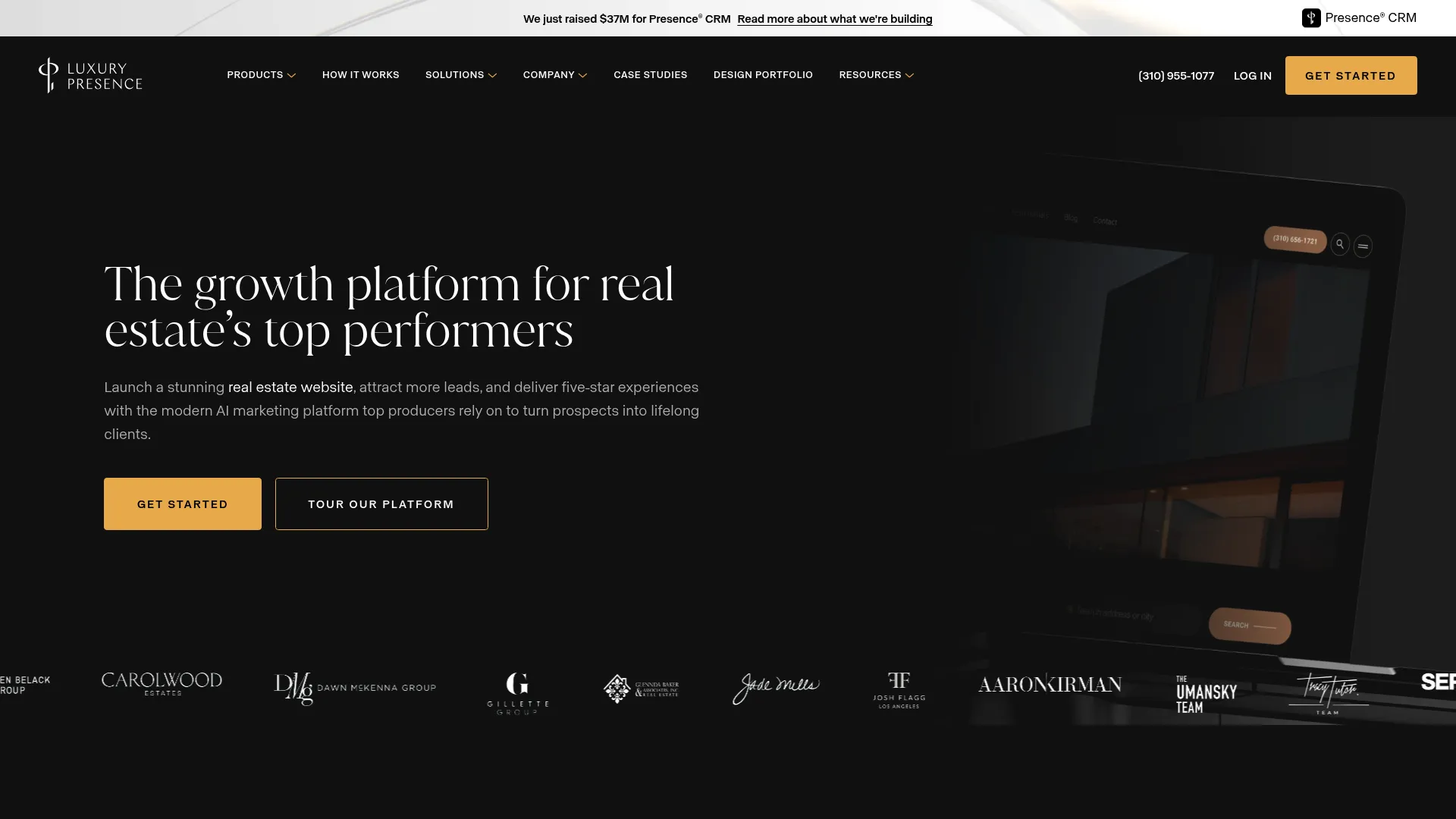screenshot of luxurypresence.com
