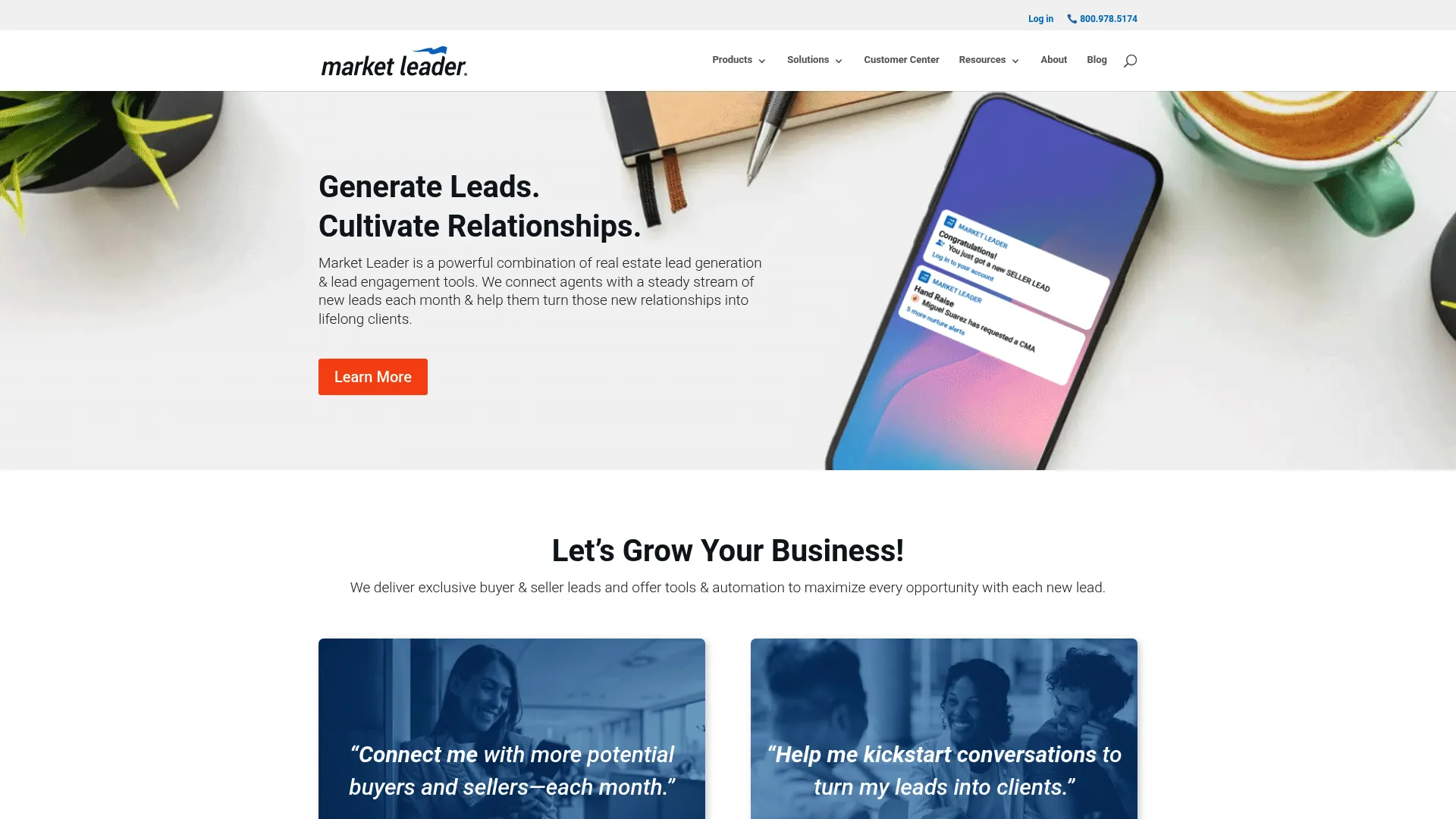 screenshot of marketleader.com