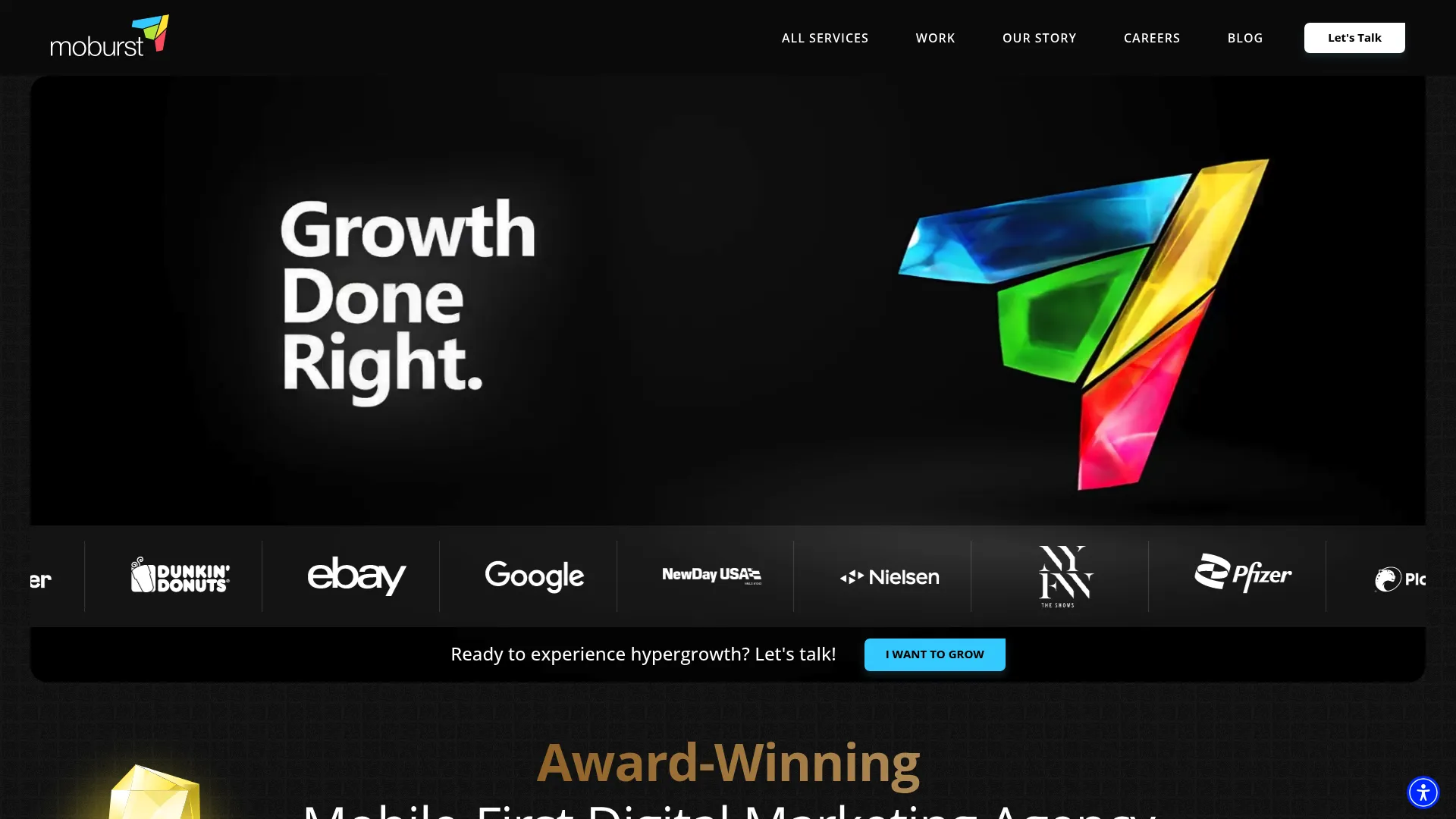 Screenshot of Moburst website