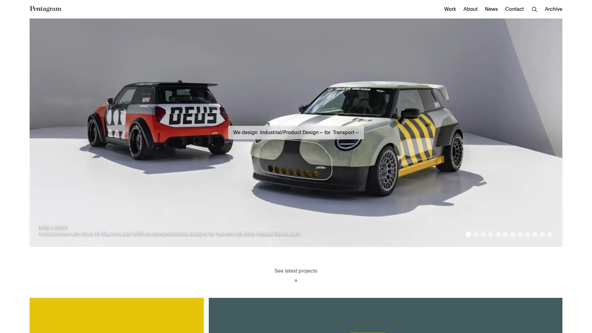 Pentagram design consultancy website homepage