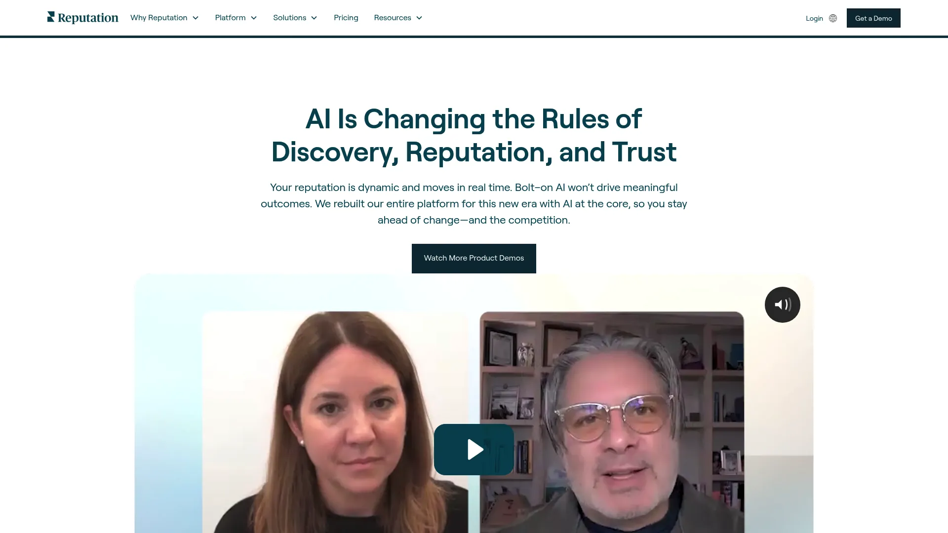 Screenshot of Reputation.com dashboard and analytics