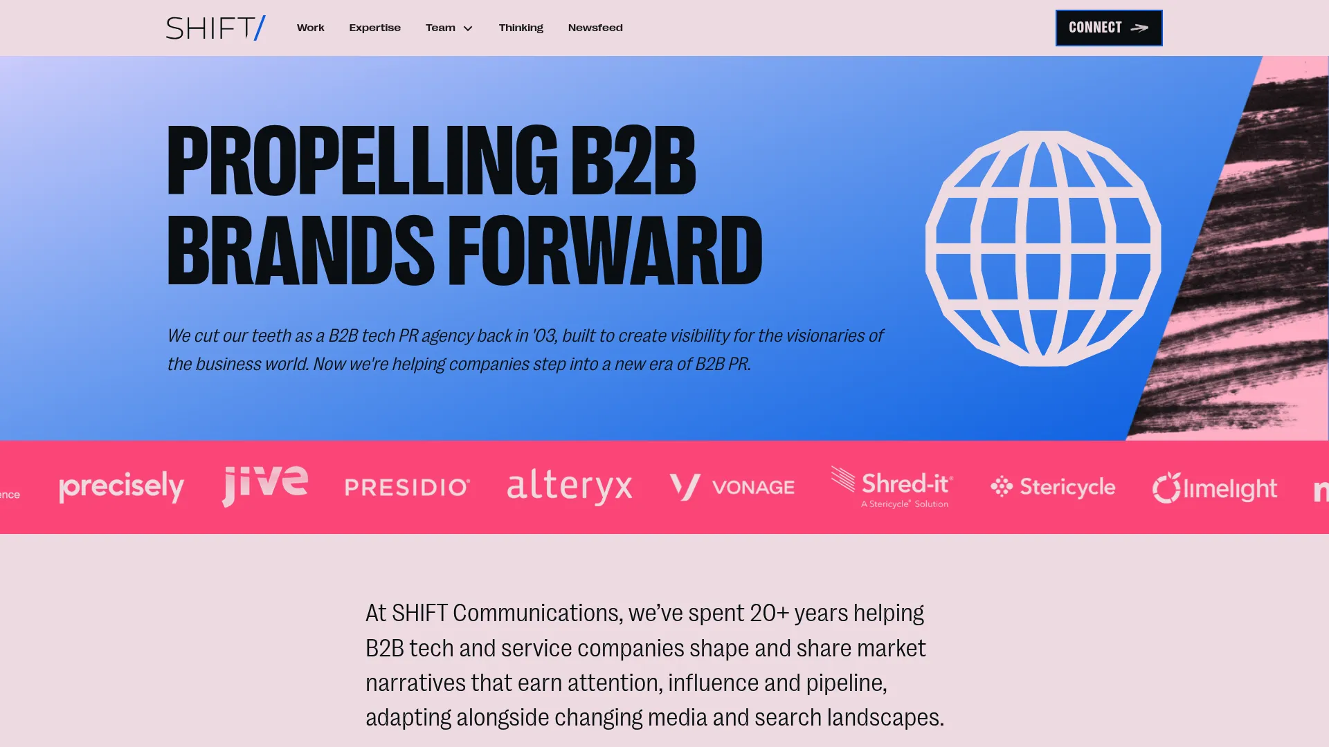 screenshot of shiftcomm.com