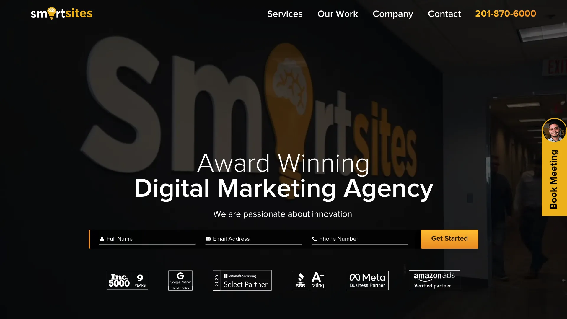 Screenshot of SmartSites homepage