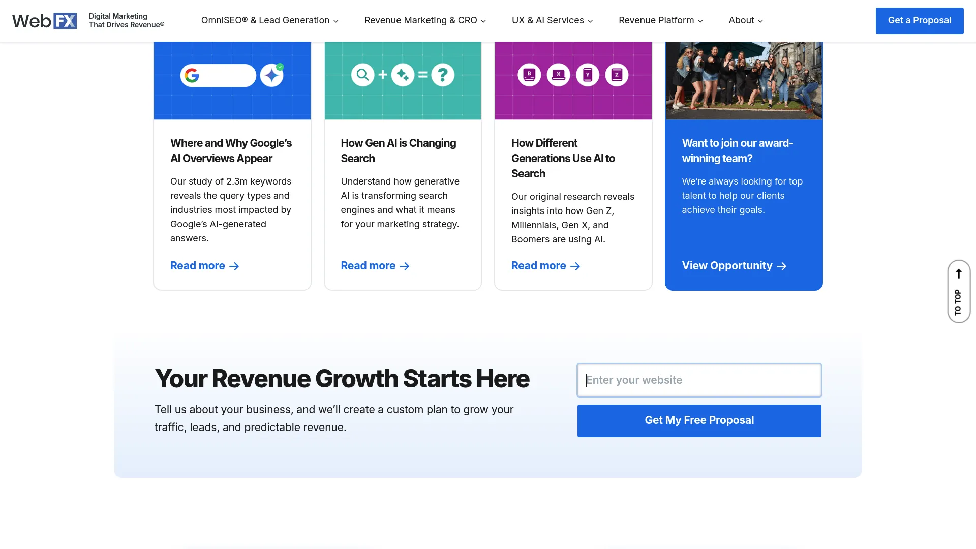 Screenshot of WebFX homepage