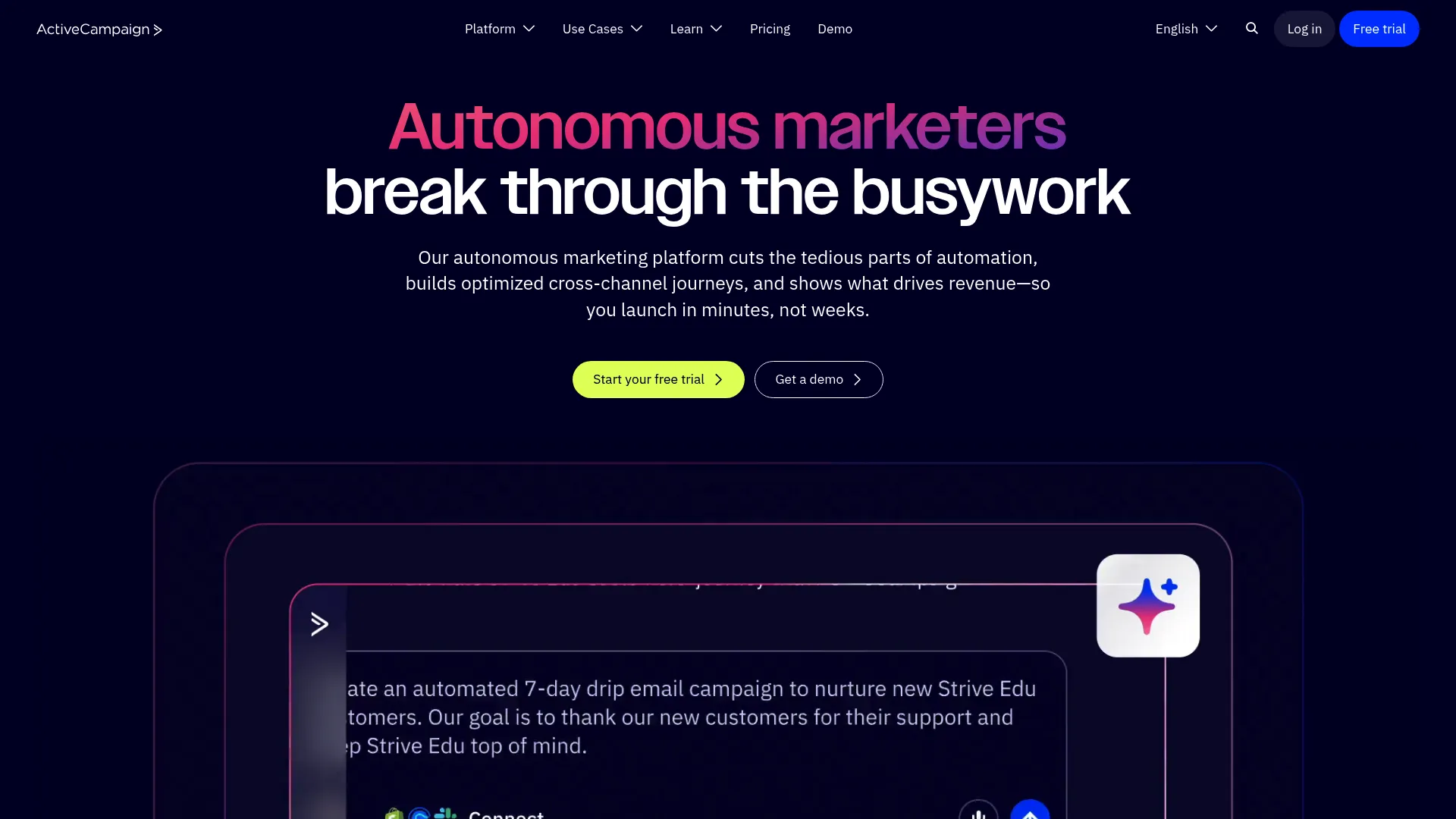 ActiveCampaign automation workflow builder interface